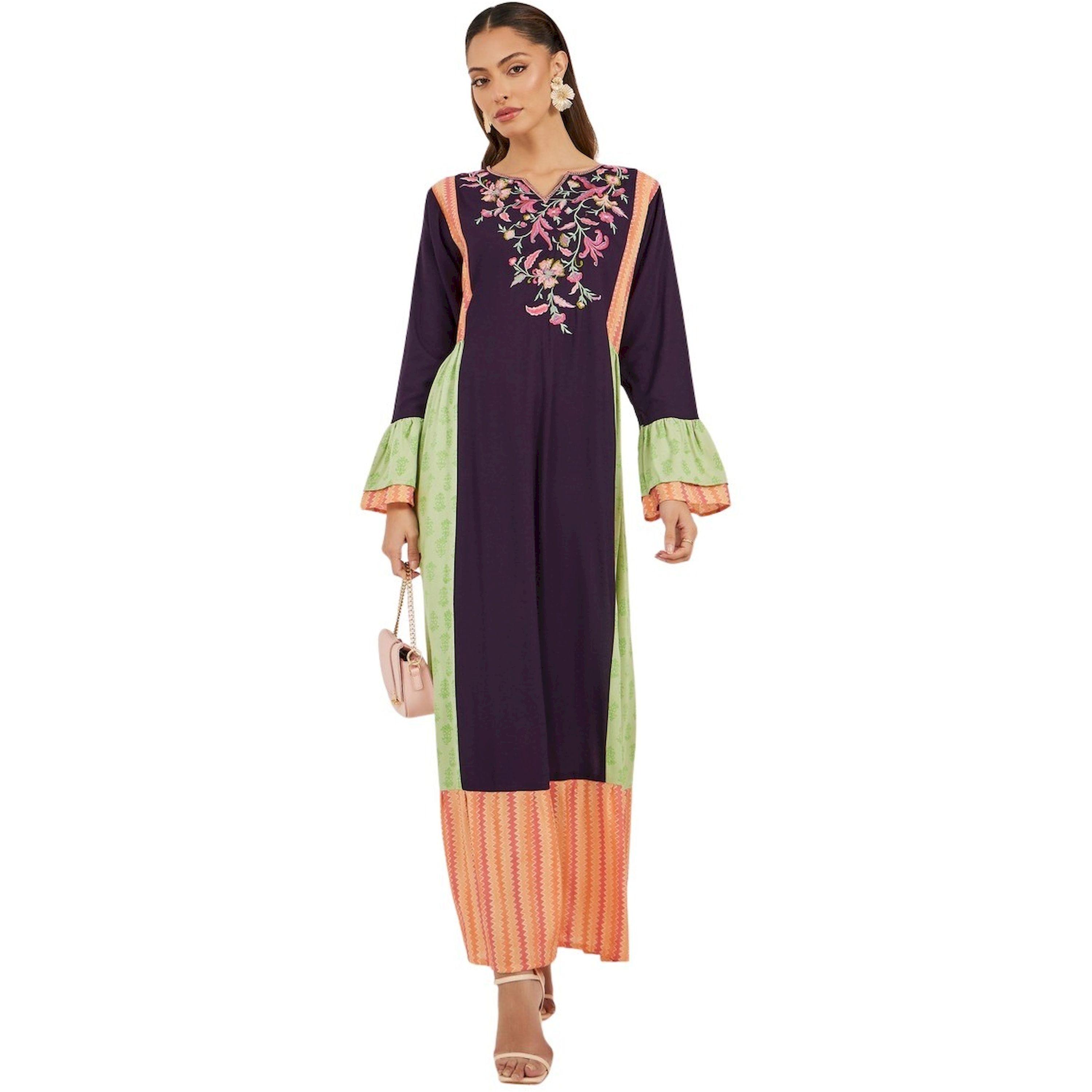 ماكسيم كرييشنز × ستايلي - جلابية بتفاصيل مطوية ومطرزة بألوان متعددة-women-arabicclothing-jalabiyas-image-1