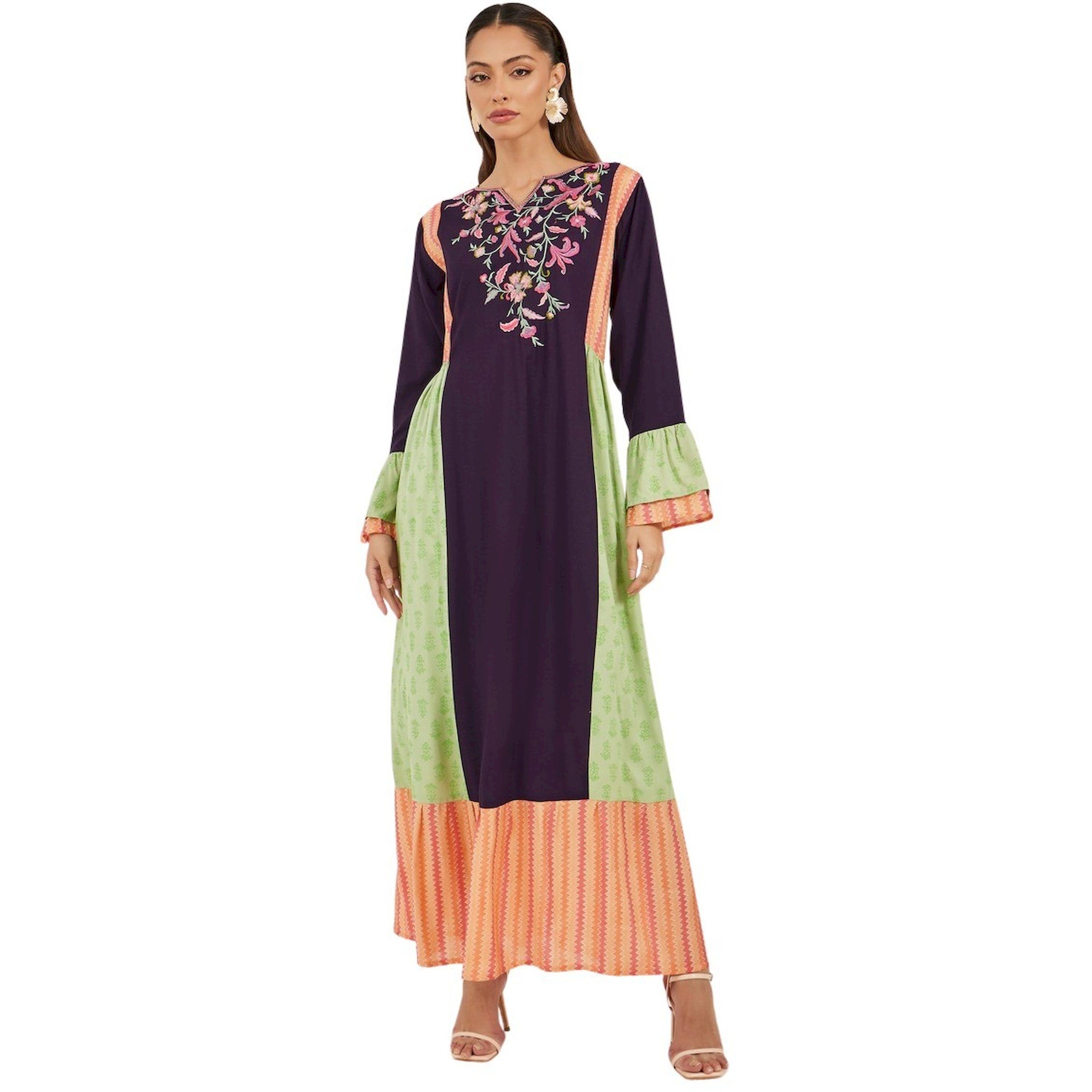 ماكسيم كرييشنز × ستايلي - جلابية بتفاصيل مطوية ومطرزة بألوان متعددة-women-arabicclothing-jalabiyas-image-2