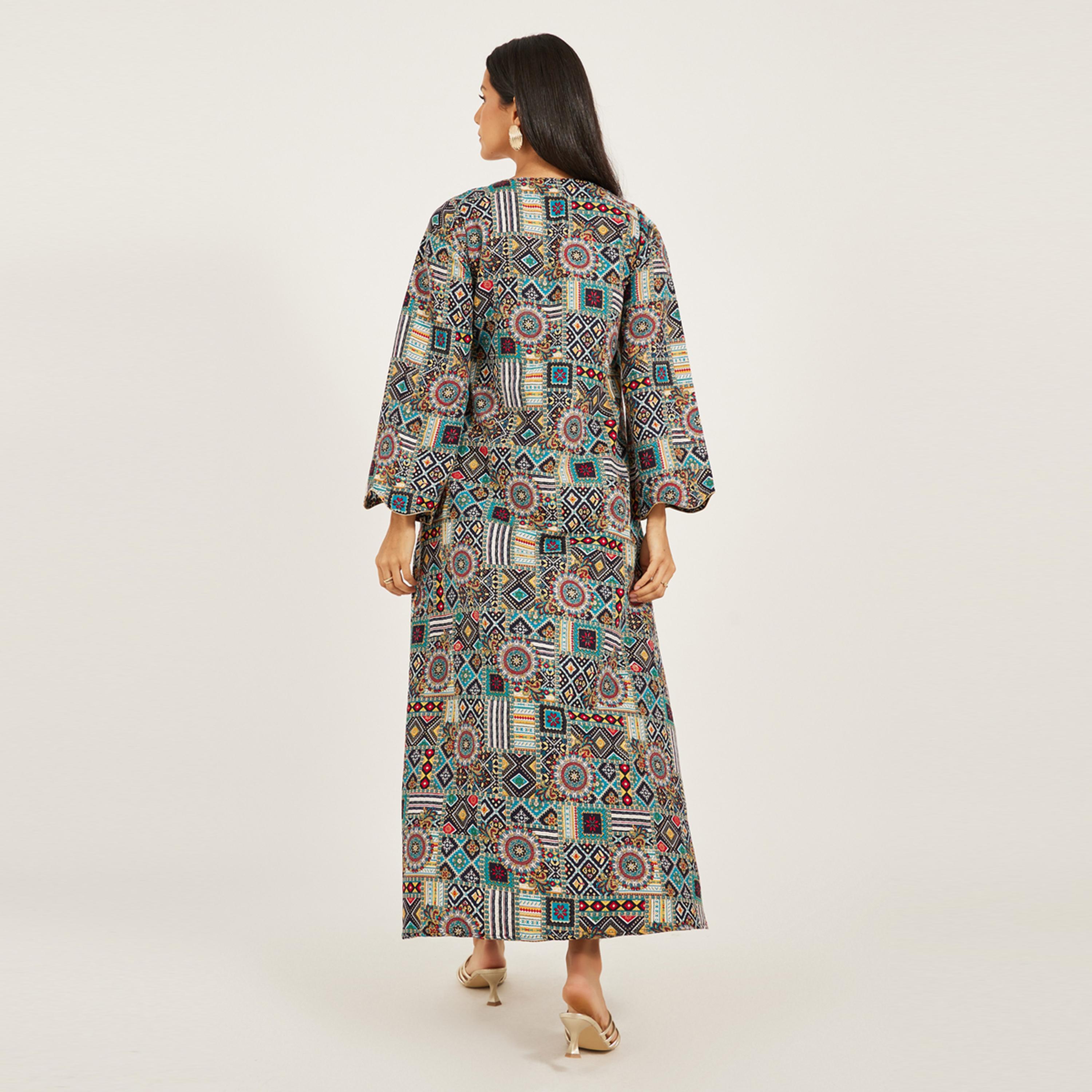 ماكسيم كرييشن × ستايلي - هوت كوتور جلابية بطباعة تجريدية-women-arabicclothing-jalabiyas-image-5