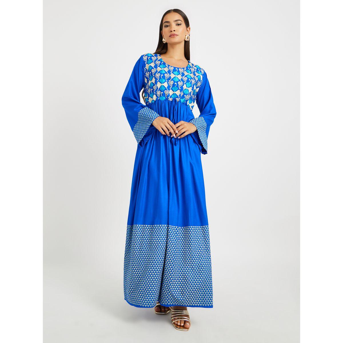 جلابية بطبعة انماط هندسية وتفاصيل مُطرّزة-women-arabicclothing-jalabiyas-image-2