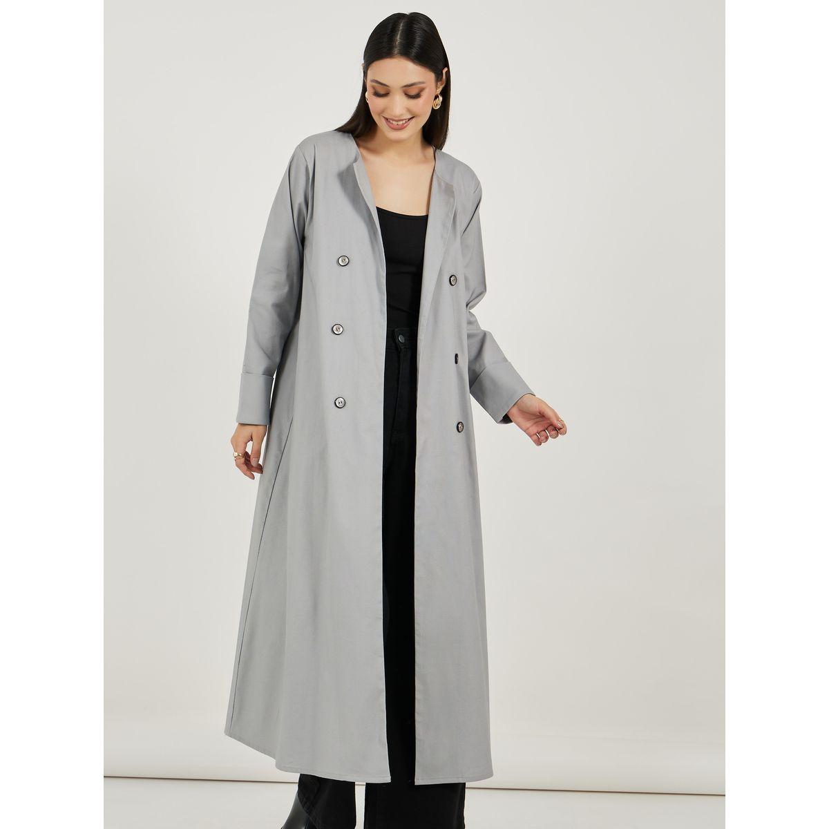 Styli Coat Style Textured Abaya with Contrast Buttons-women-arabicclothing-abayas-image-2