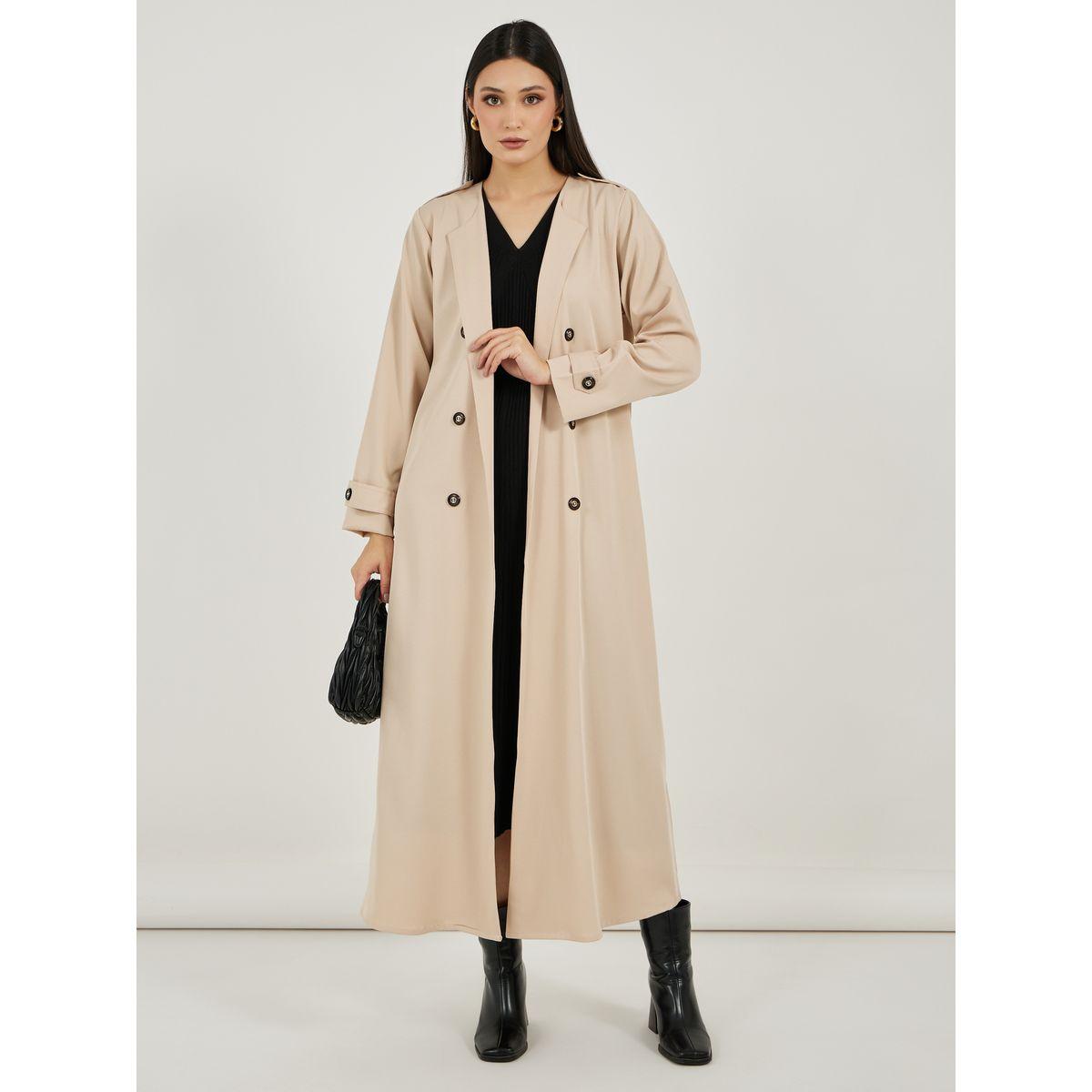 عباية بنسيج تويل مع أزرار-women-arabicclothing-abayas-image-1