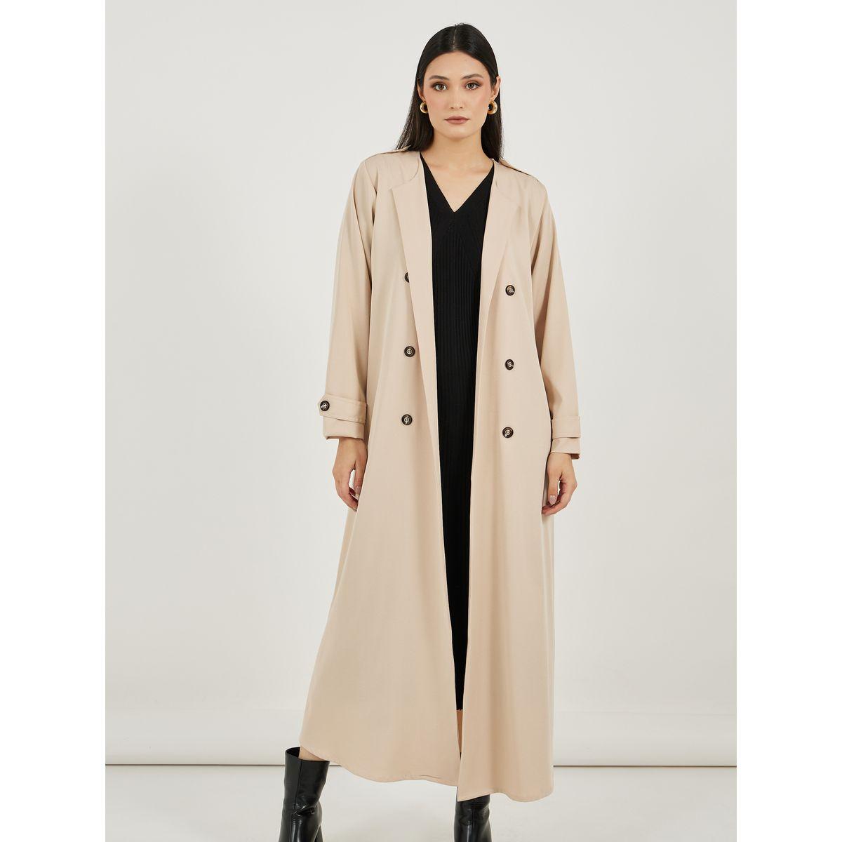 Styli Coat Style Twill Abaya with Buttons-women-arabicclothing-abayas-image-3