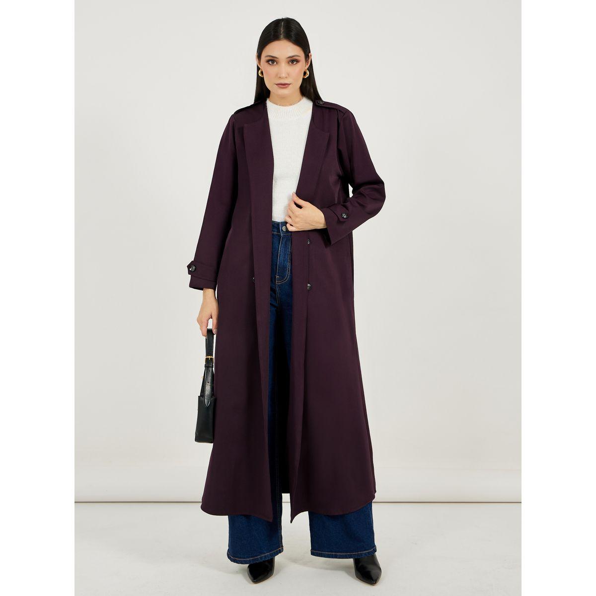Styli Coat Style Twill Abaya with Buttons-women-arabicclothing-abayas-image-1