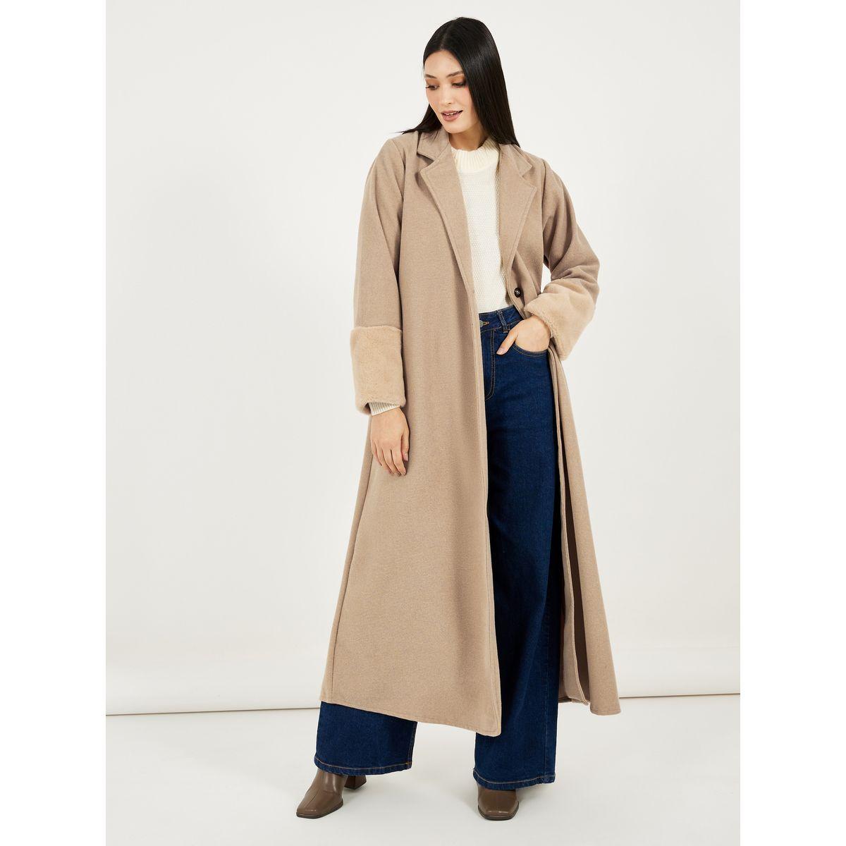عباية طويلة بأساور مزينة بفرو صناعي-women-arabicclothing-abayas-image-1