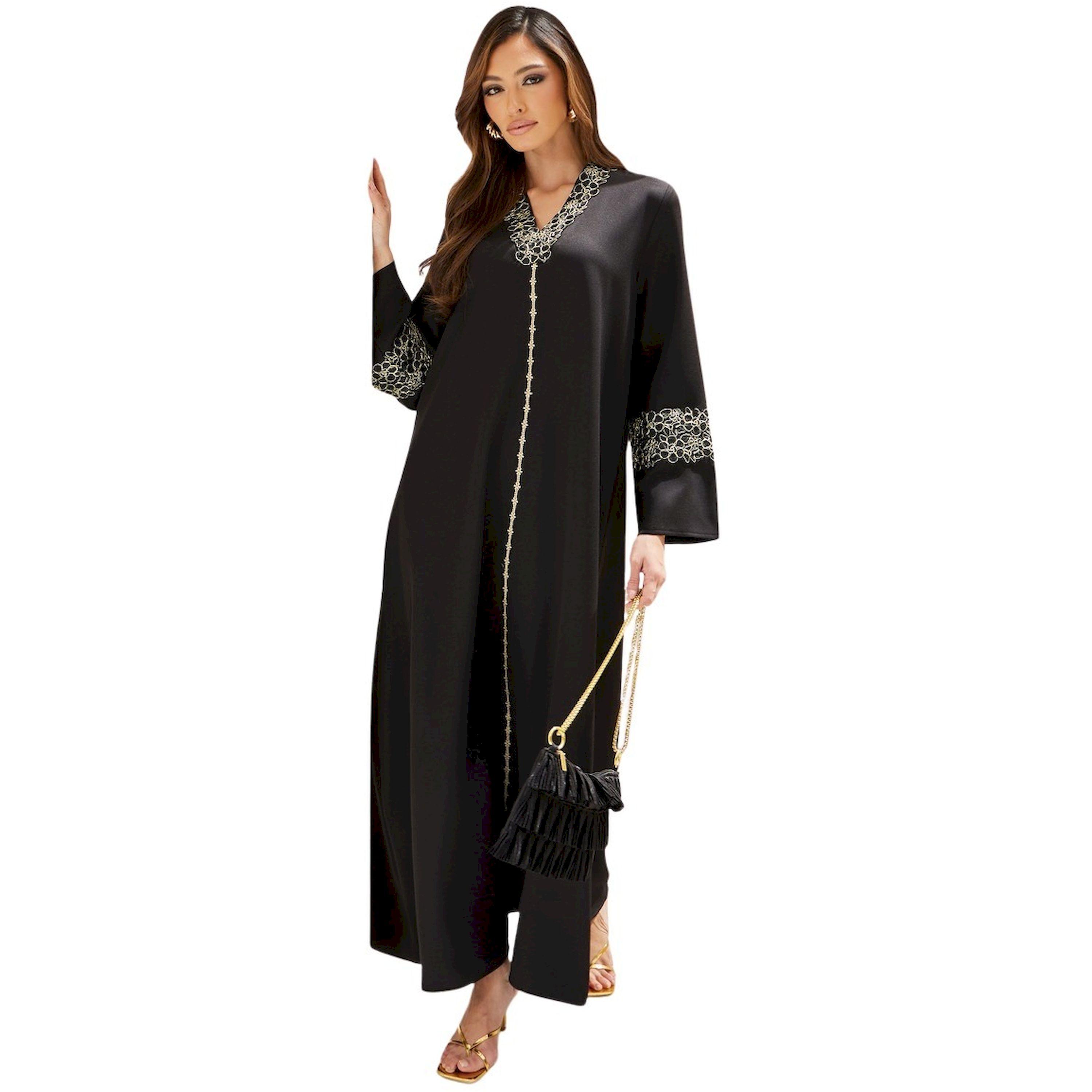 ستايلي - جلابية بتفاصيل دانتيل وياقة V-women-arabicclothing-jalabiyas-image-1