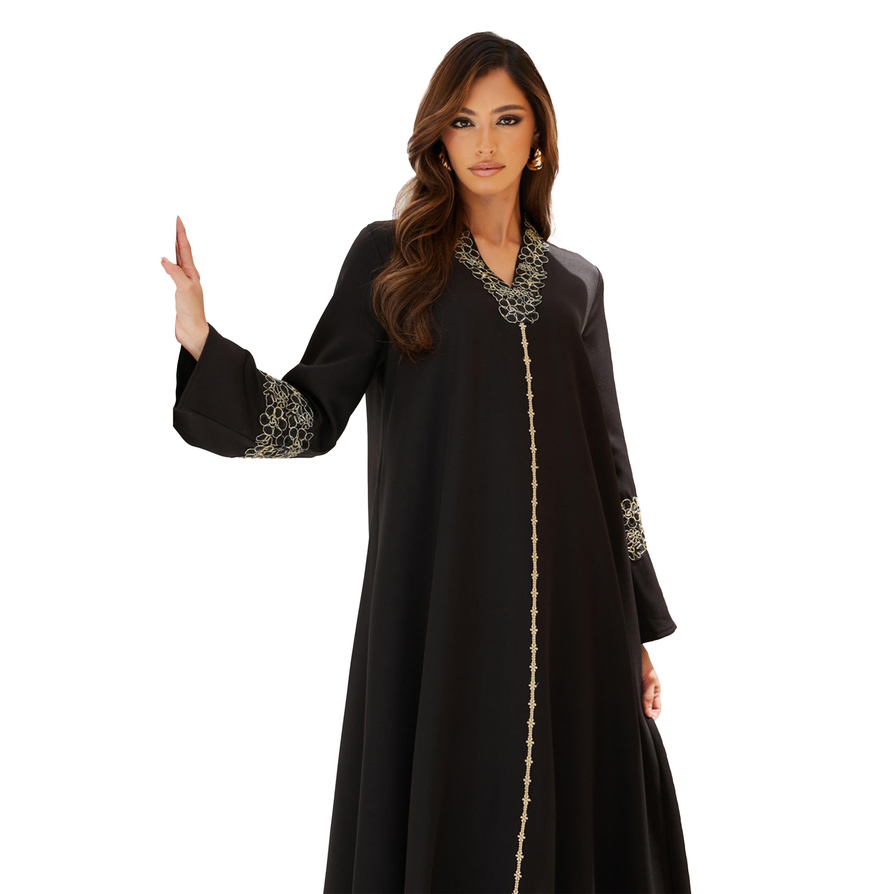 ستايلي - جلابية بتفاصيل دانتيل وياقة V-women-arabicclothing-jalabiyas-image-3