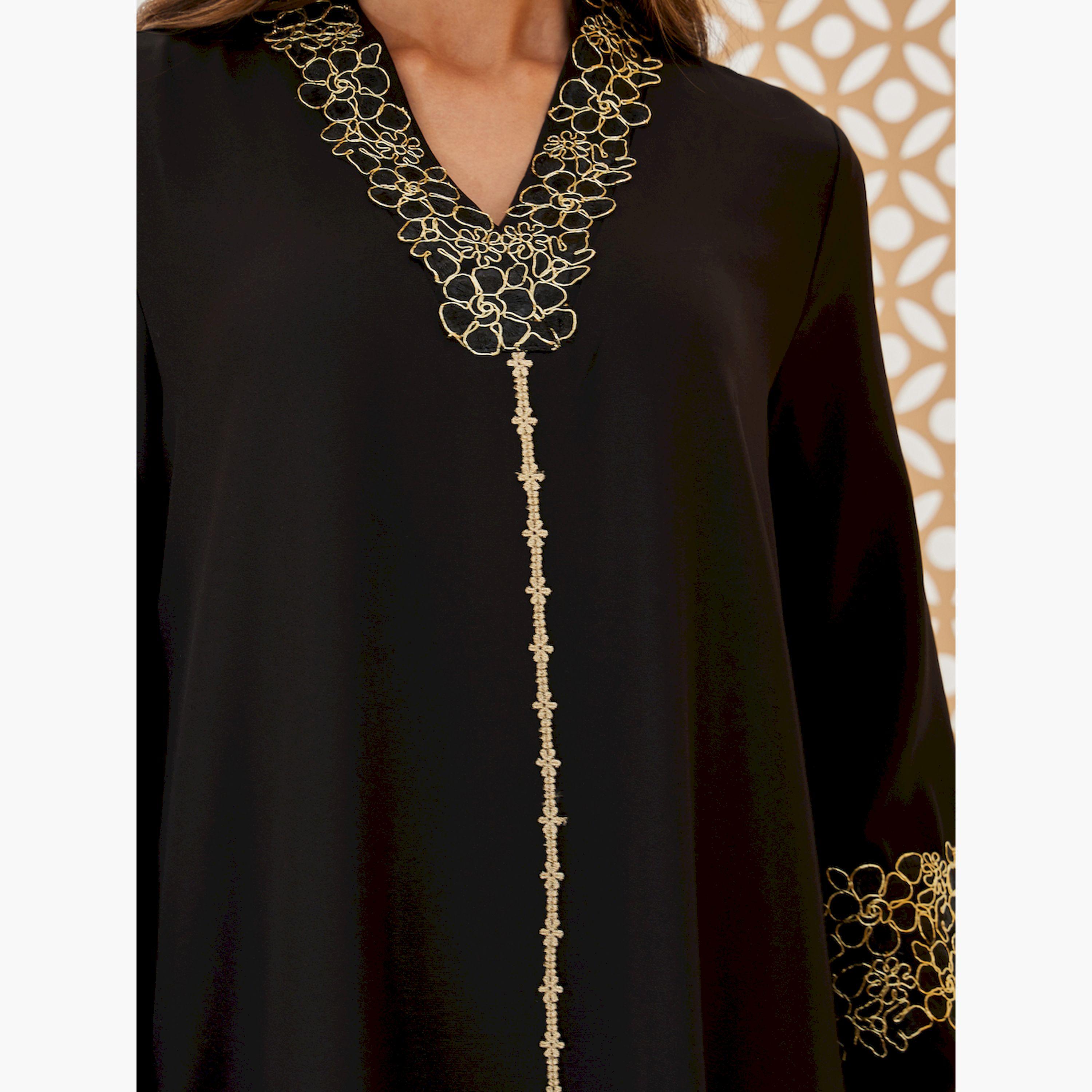 ستايلي - جلابية بتفاصيل دانتيل وياقة V-women-arabicclothing-jalabiyas-image-4