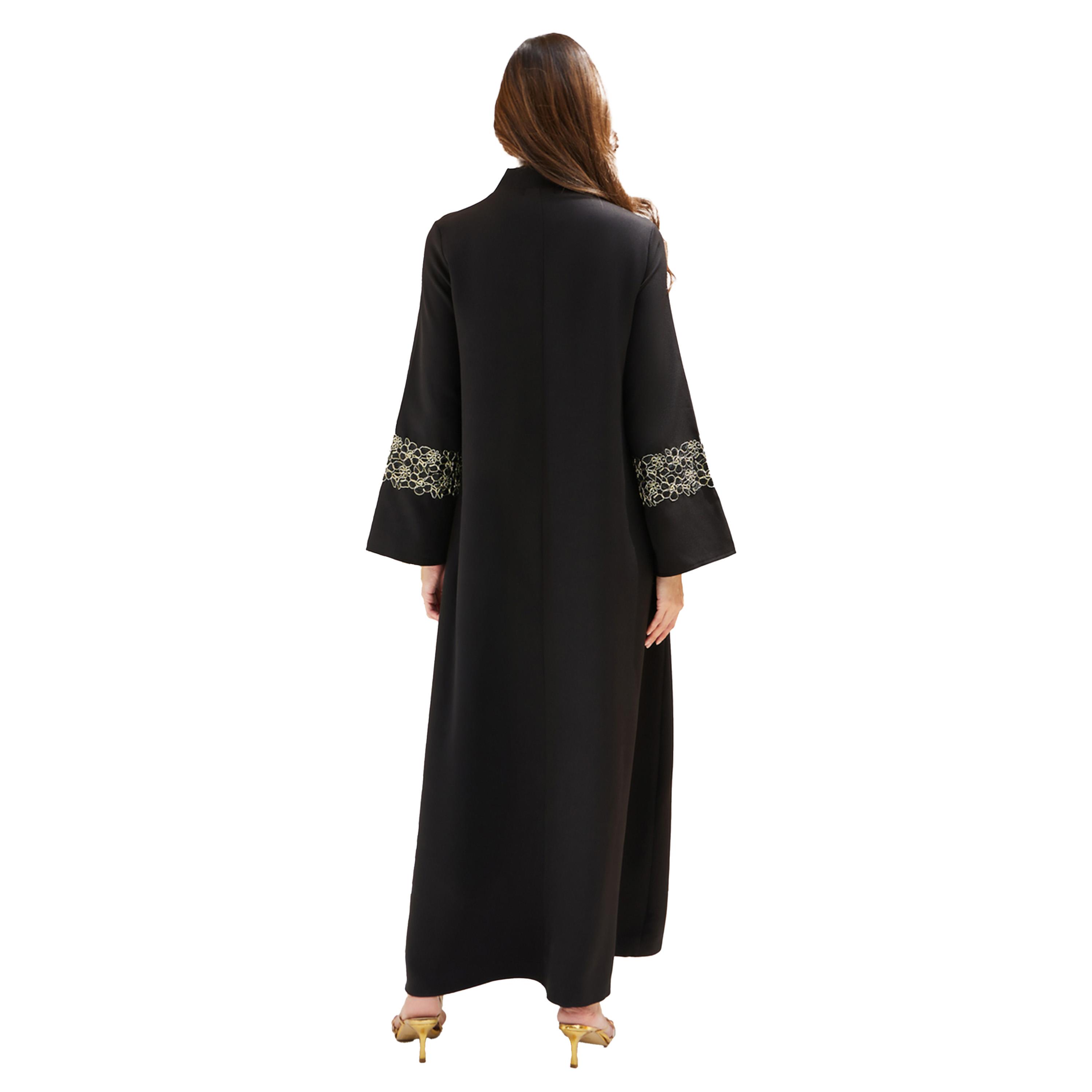 Styli Lace Detail V Neck A-Line Jalabiya-women-arabicclothing-jalabiyas-image-5