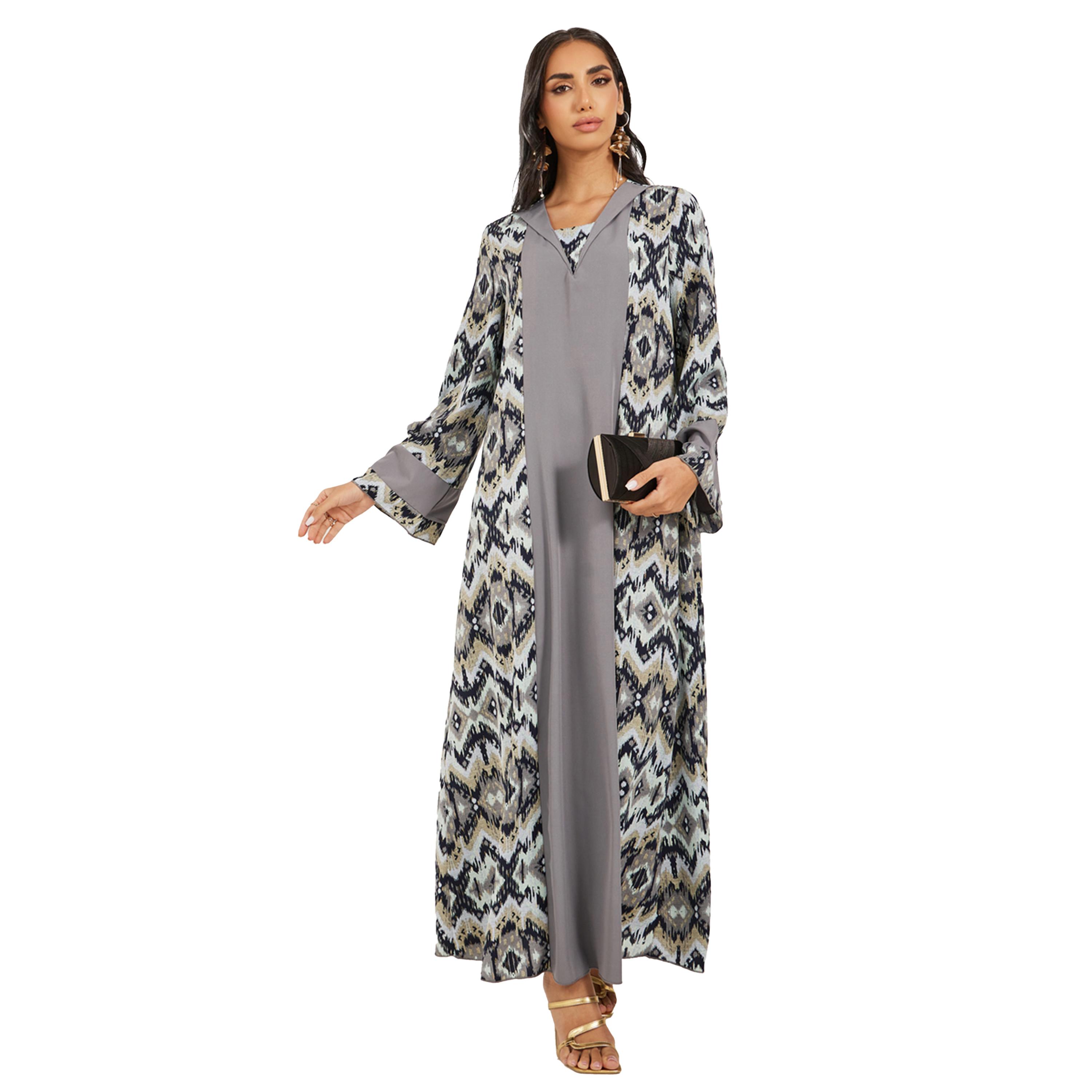 Styli All Over Print Flat Collared Panelled Jalabiya-women-arabicclothing-jalabiyas-image-1