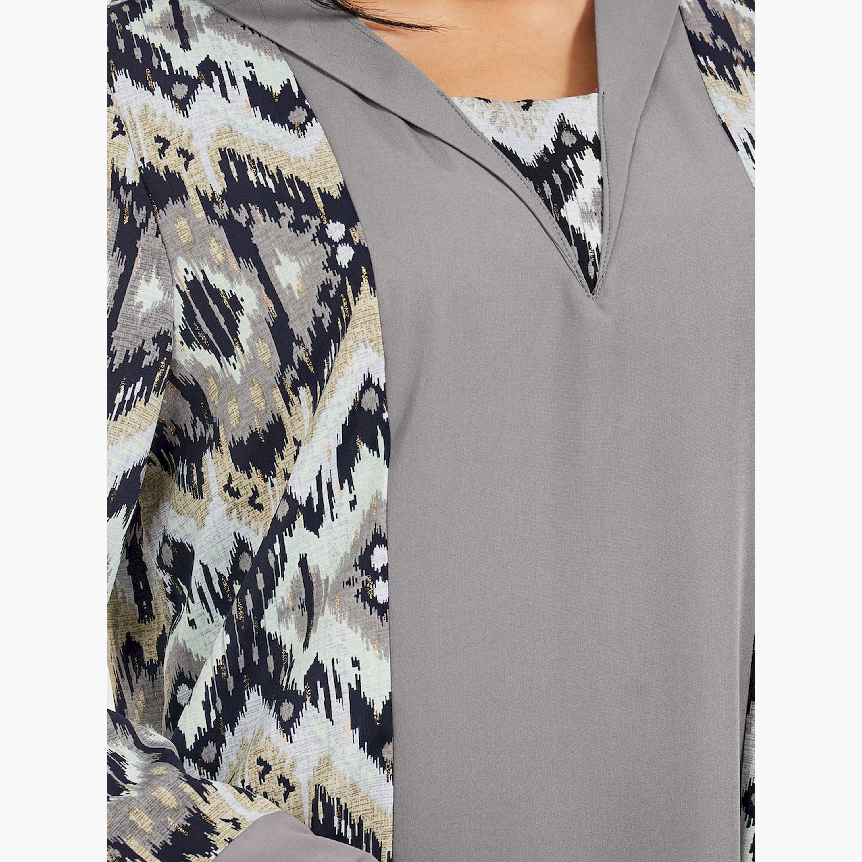 Styli All Over Print Flat Collared Panelled Jalabiya-women-arabicclothing-jalabiyas-image-4