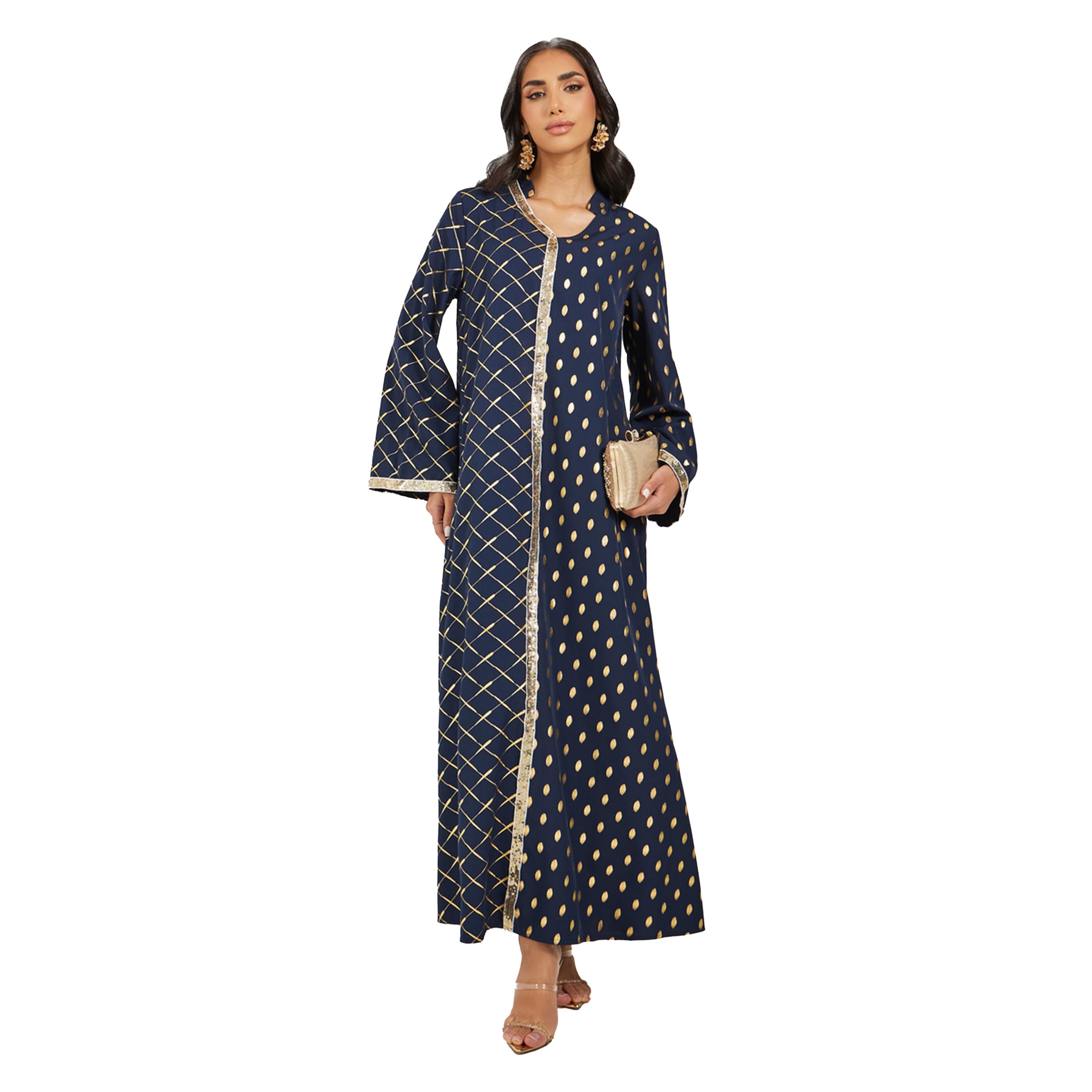 أميرة x ستايلي جلابية بطبعة فويل وتفاصيل دانتيل-women-arabicclothing-jalabiyas-image-1
