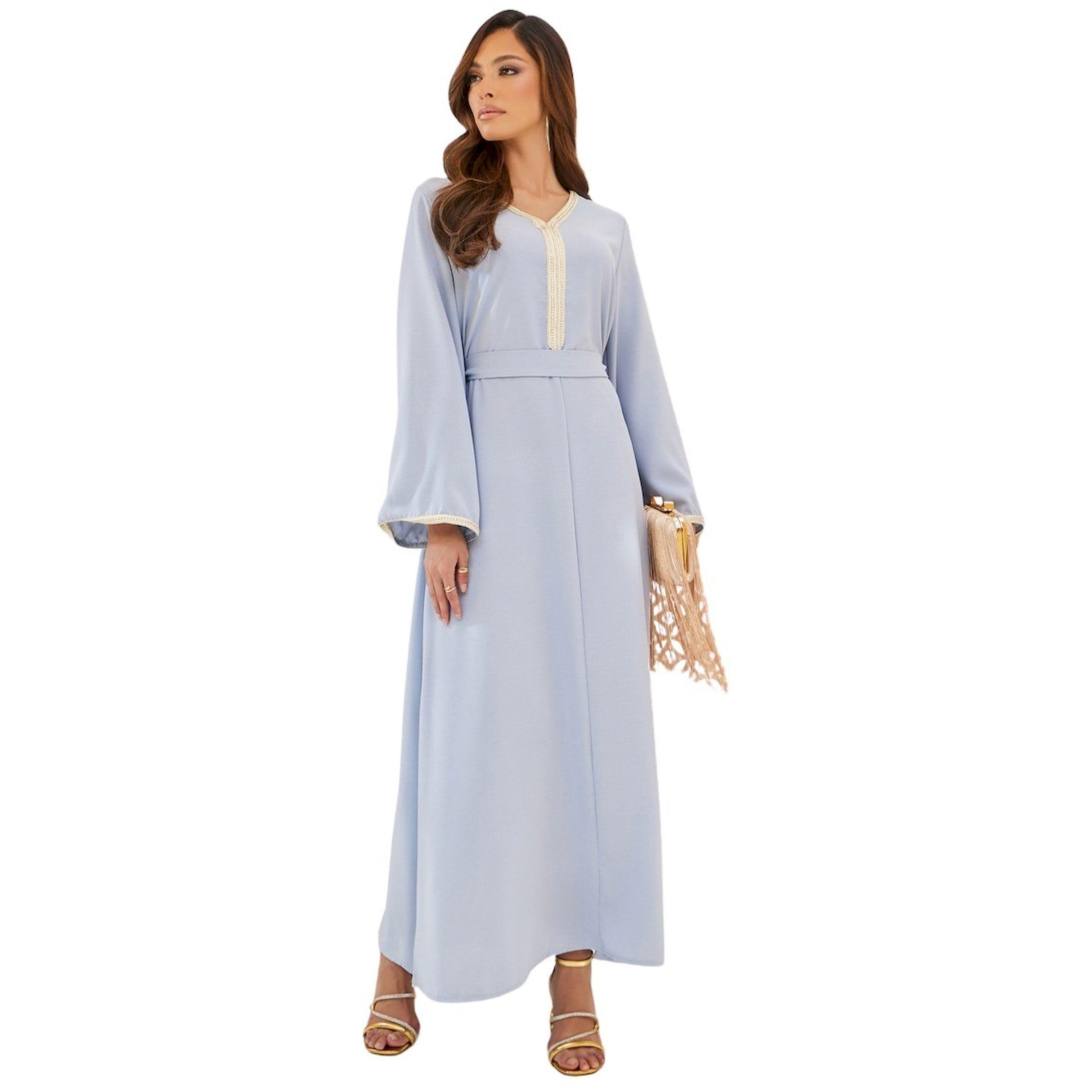 Styli Plain Tie-Back Jalabiya with Lace Trim-women-arabicclothing-jalabiyas-image-2