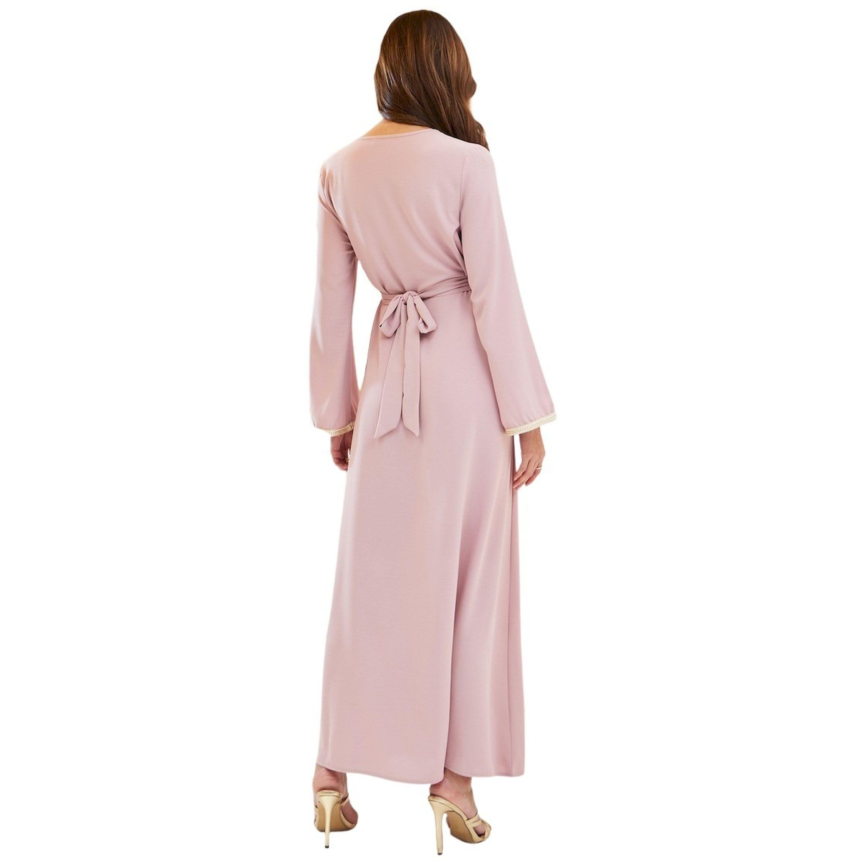 ستايلي - جلابية سادة برباط خلفي مع حواف دانتيل-women-arabicclothing-jalabiyas-image-5