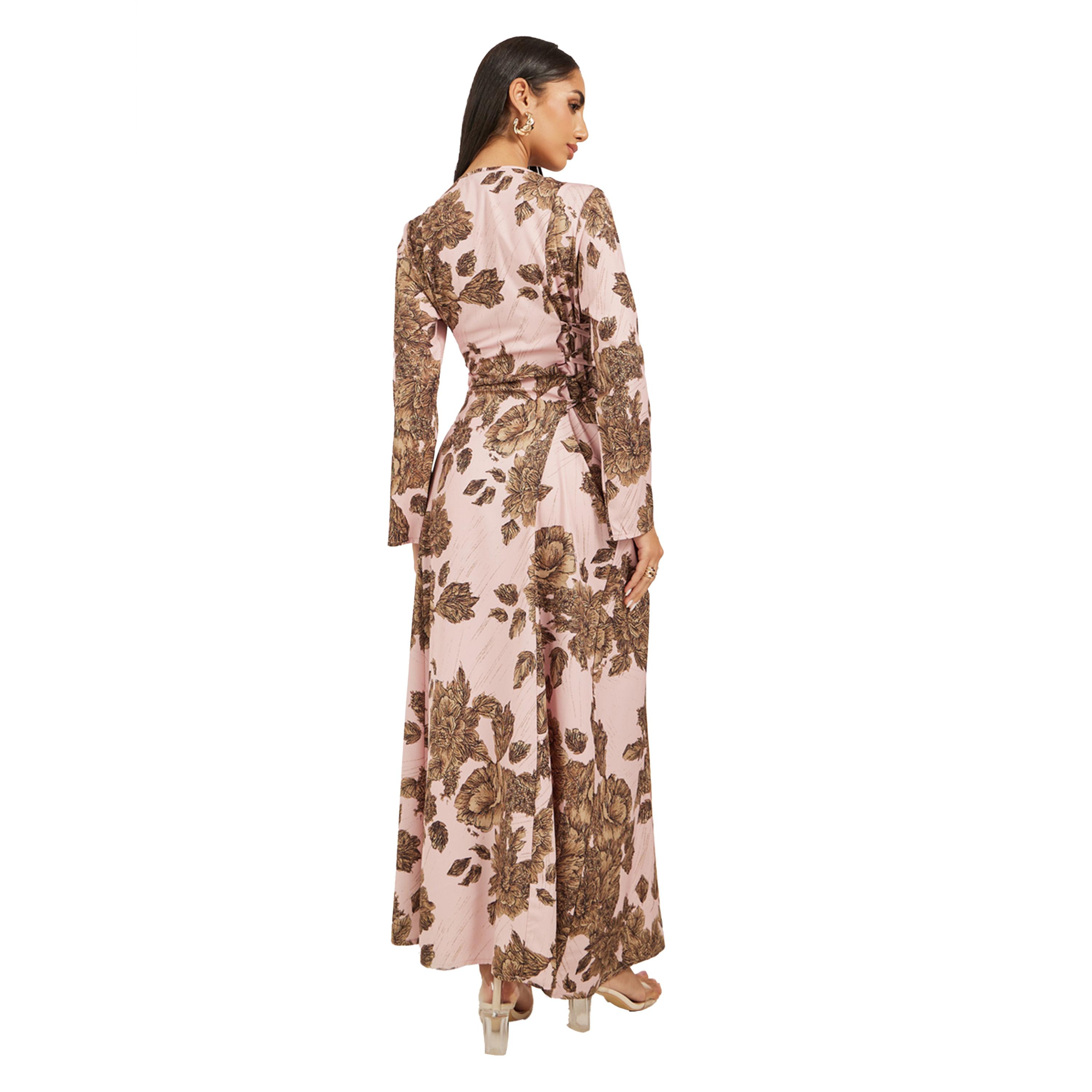 Amirah X Styli Floral Jacquard Flat Collared Jalabiya with Tassel Detail-women-arabicclothing-jalabiyas-image-5