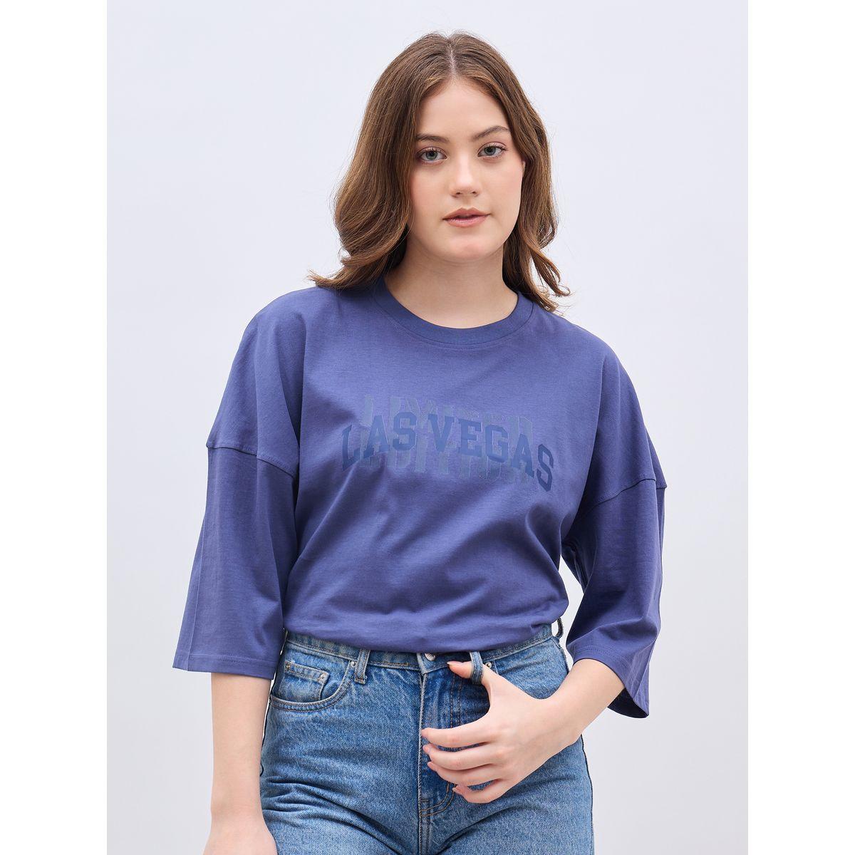 Styli Exaggerated Shoulder Slogan Print Oversized T-Shirt-women-clothing-tshirts-image-2