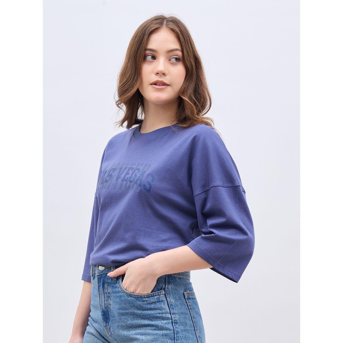 Styli Exaggerated Shoulder Slogan Print Oversized T-Shirt-women-clothing-tshirts-image-3