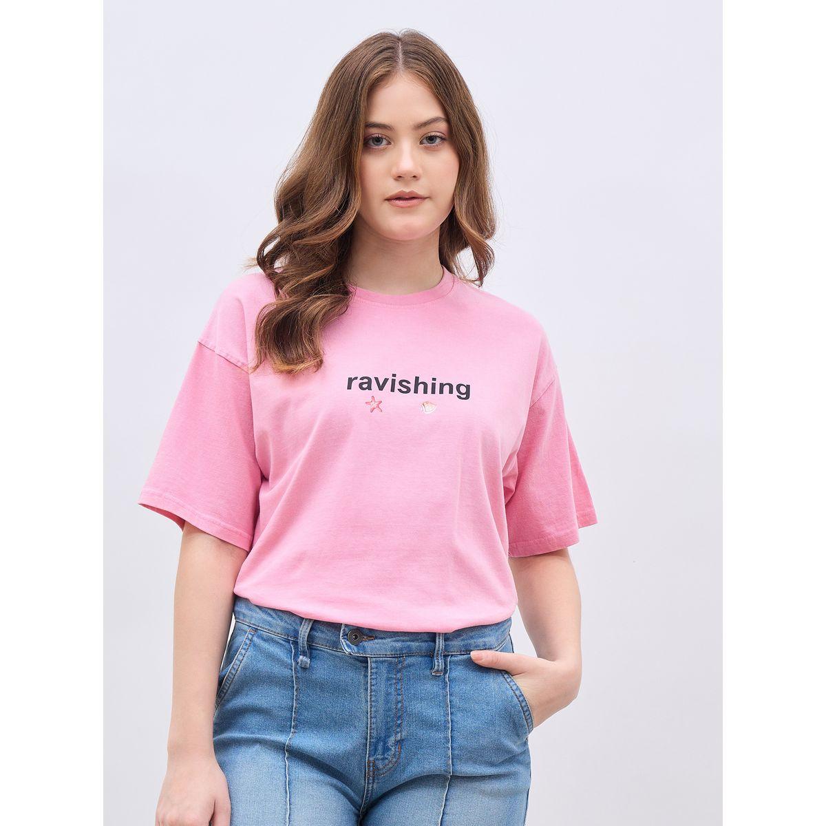 تيشيرت فضفاض مطبع بطبعة جرافيك-women-clothing-tshirts-image-2
