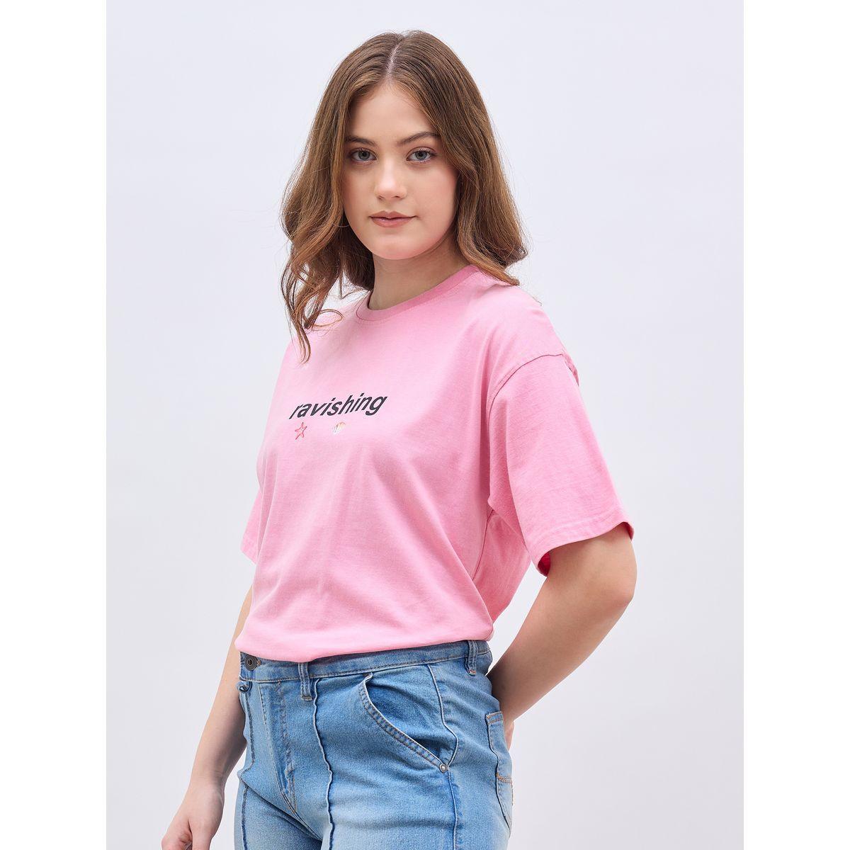 تيشيرت فضفاض مطبع بطبعة جرافيك-women-clothing-tshirts-image-3