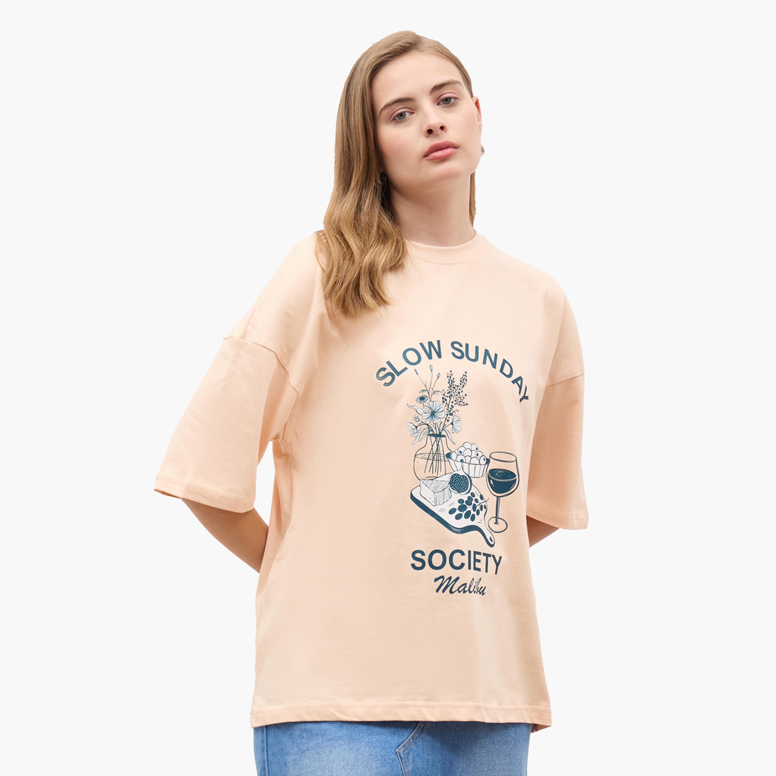 Styli Graphic Print Short Sleeve Oversized T-Shirt-women-clothing-tshirts-image-1