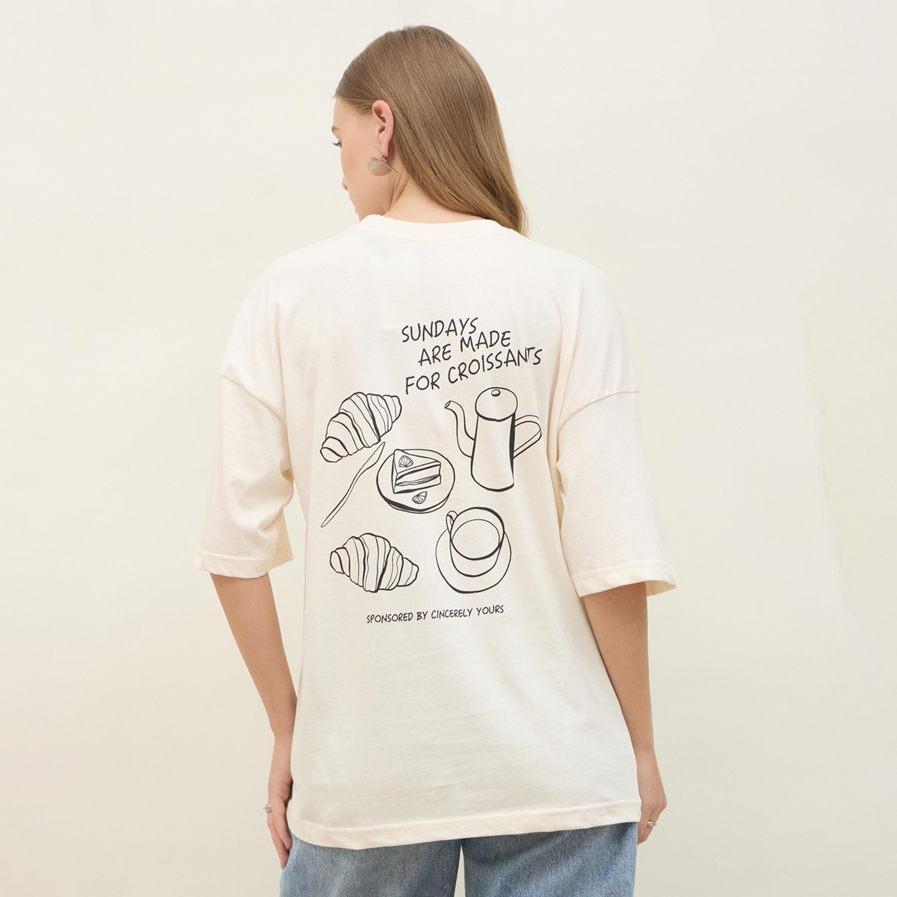 Styli Croissants Graphic Print Dropped Shoulder Oversized T-Shirt-women-clothing-tshirts-image-5