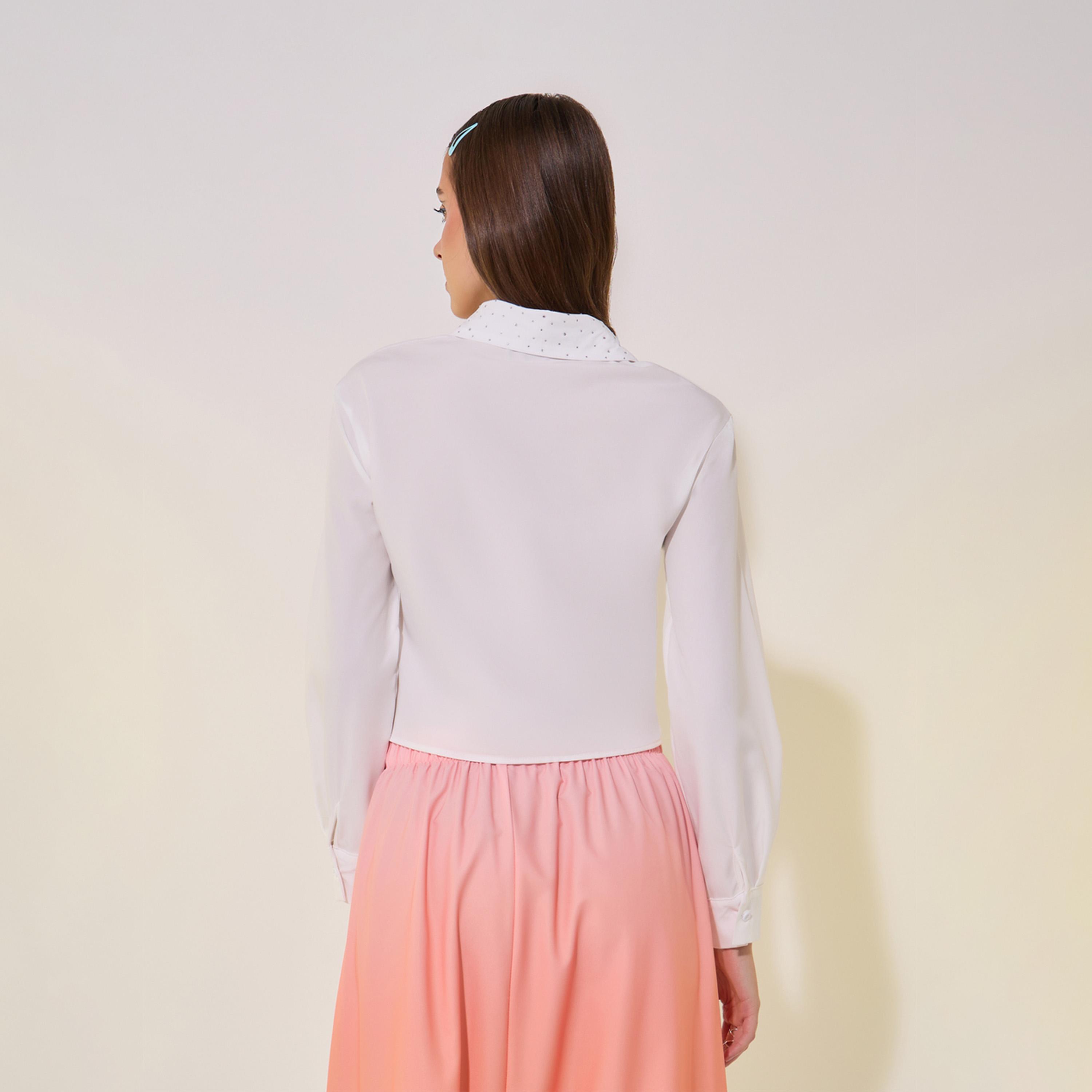 بلوزة قصيرة بقصة عادية وتفاصيل جيب-women-clothing-shirtsandblouses-shirts-image-5