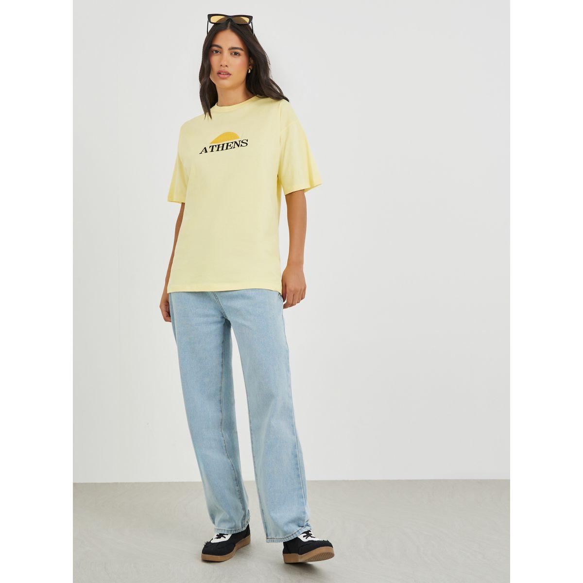 Styli Embroidered Slogan Short Sleeve Oversized T-Shirt-women-clothing-tshirts-image-2