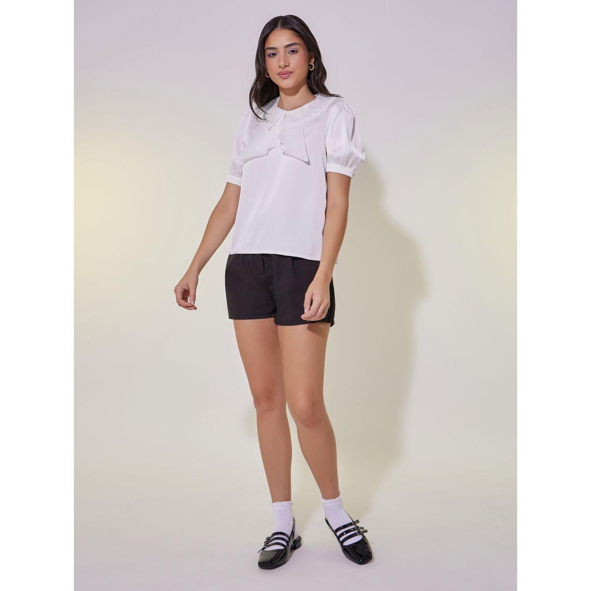 Regular Fit Puff Sleeve Blouse with Lace Detail-women-clothing-shirtsandblouses-blouses-image-2