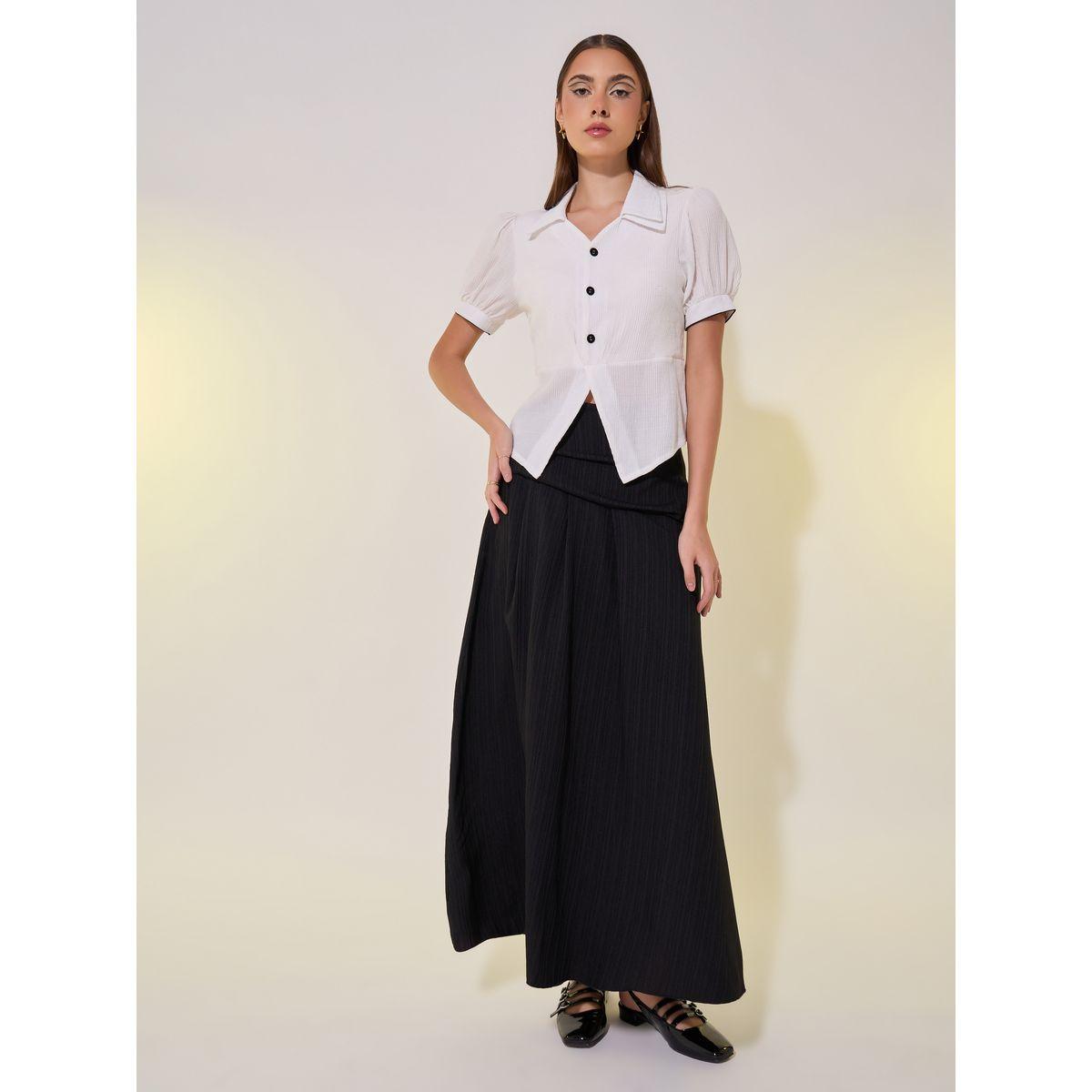 بلوزة بأكمام منفوخة وتفاصيل بارزة الملمس-women-clothing-shirtsandblouses-shirts-image-2