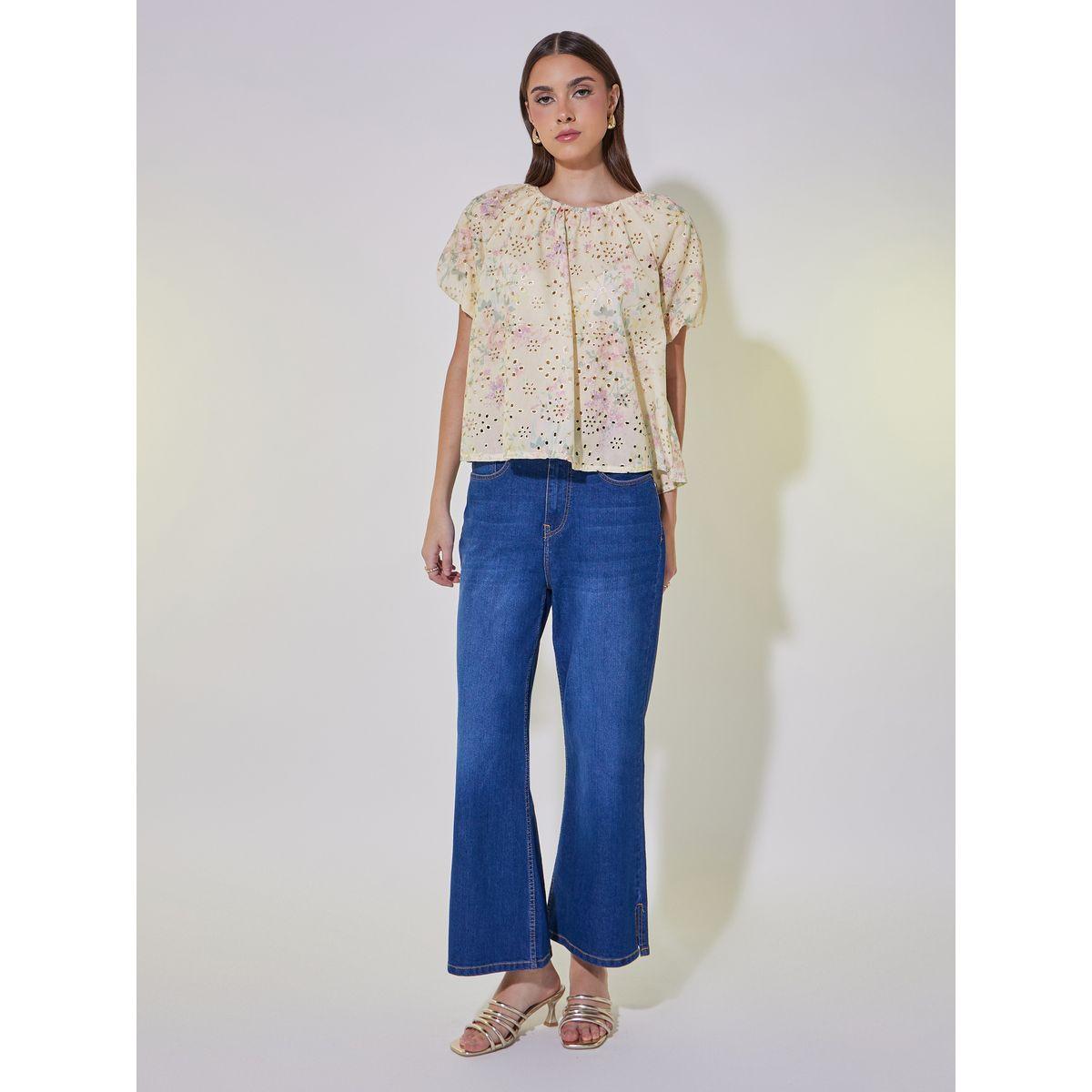 بلوزة شيفلي بطبعة زهور واكمام قصيرة-women-clothing-shirtsandblouses-blouses-image-2