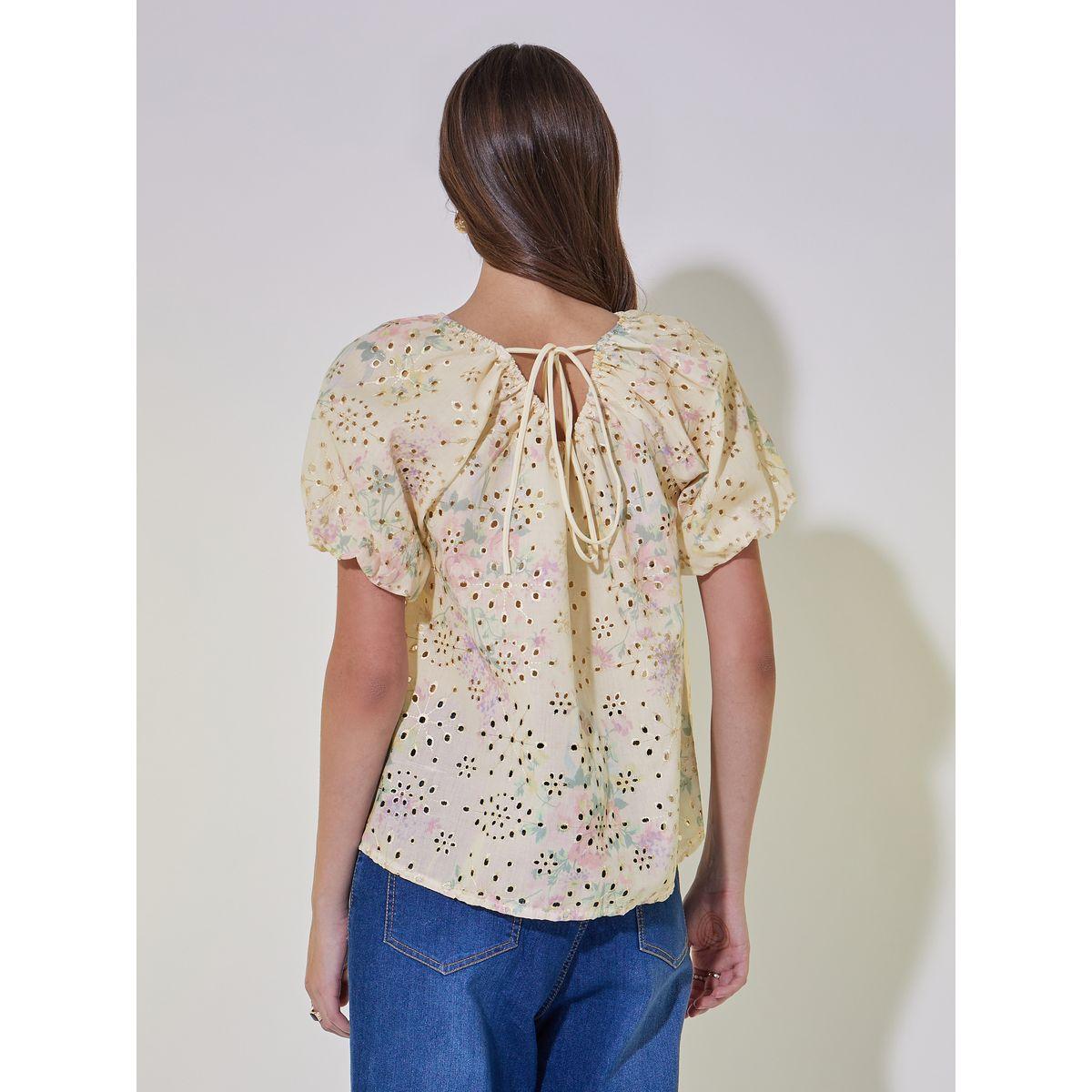 بلوزة شيفلي بطبعة زهور واكمام قصيرة-women-clothing-shirtsandblouses-blouses-image-4