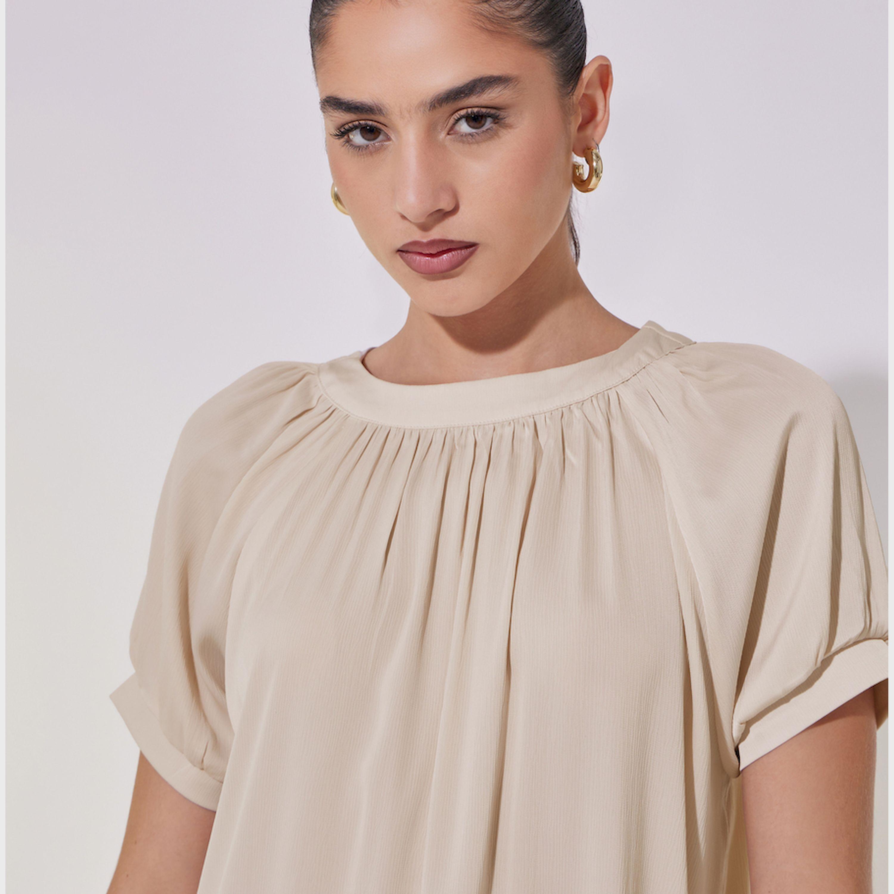 Take Two Solid Puff Sleeve Blouse with Tie-Up Closure-women-clothing-shirtsandblouses-blouses-image-4