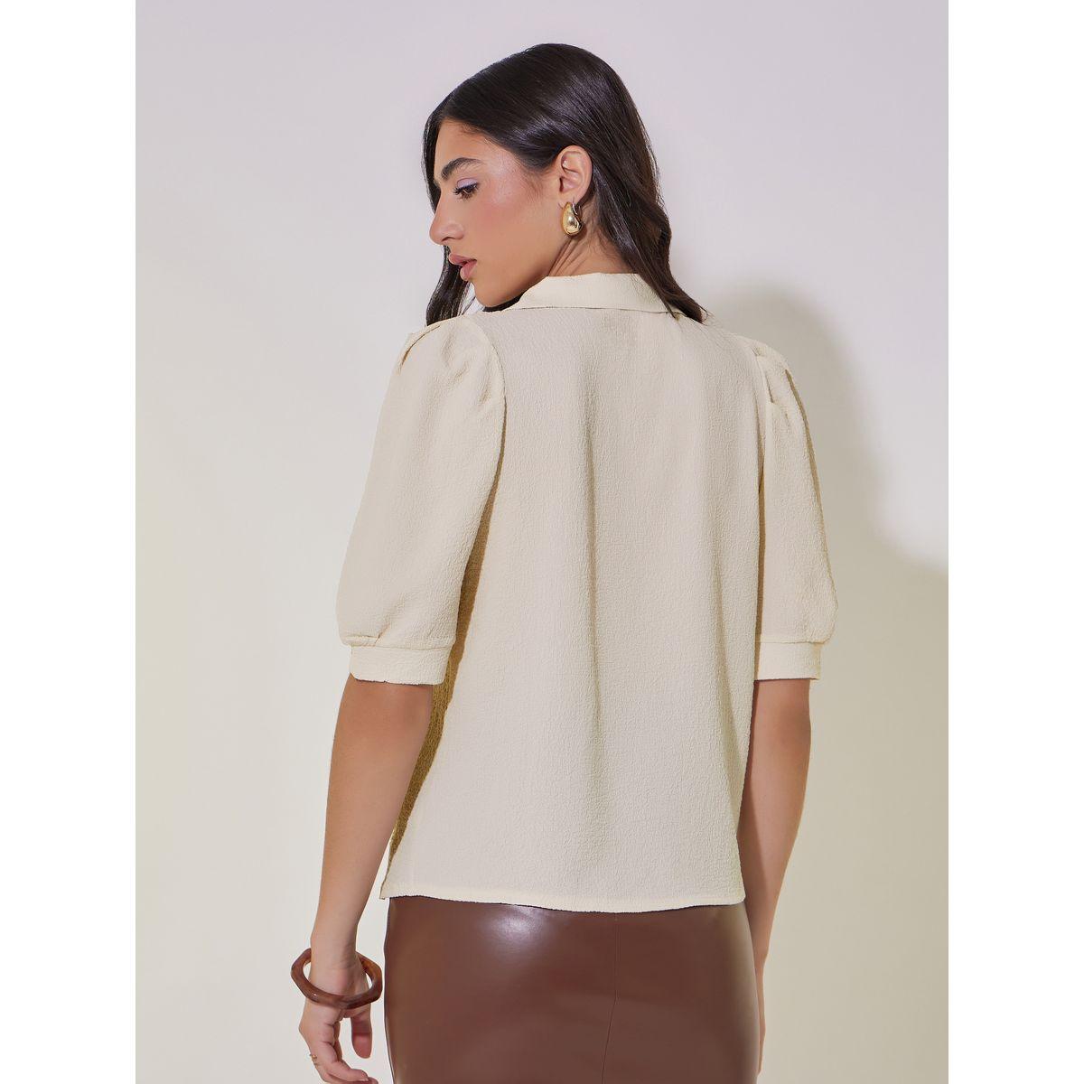 بلوزة بأكمام منفوخة وتفاصيل بارزة الملمس-women-clothing-shirtsandblouses-shirts-image-5