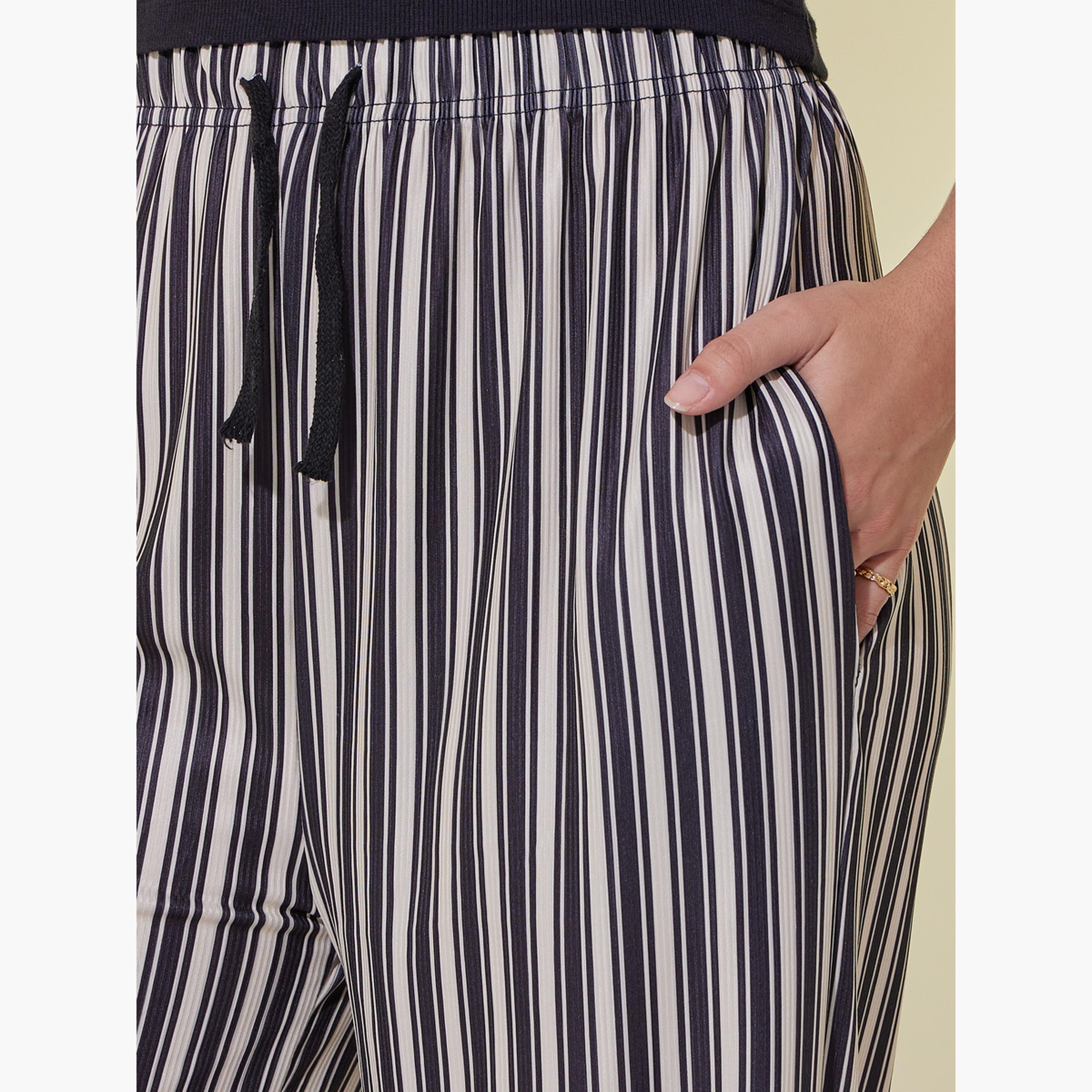 بنطال مخطط بقصة مريحة وأربطة-women-clothing-bottoms-trousers-image-2