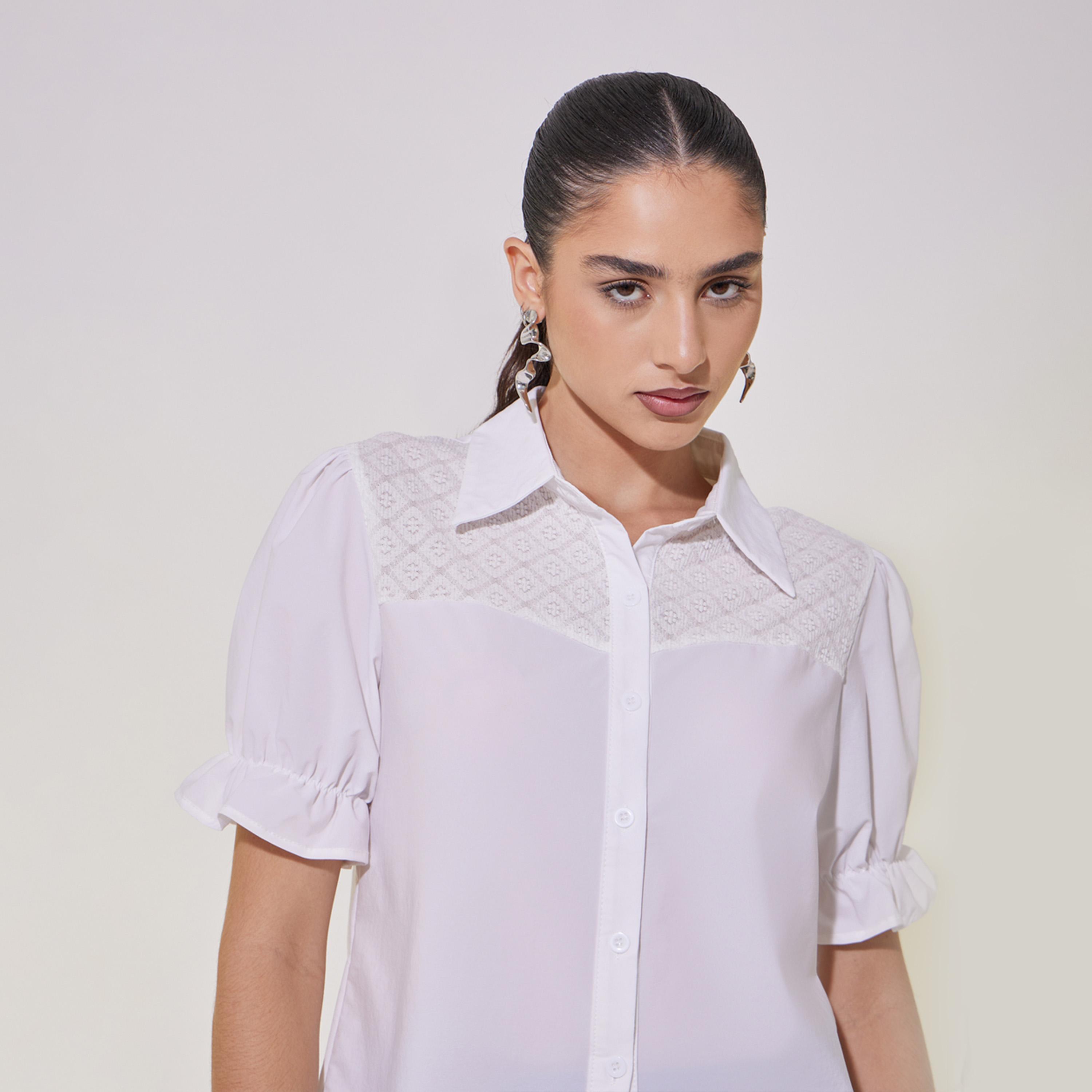 Take Two Panelled Detail Puff Sleeve Regular Fit Shirt-women-clothing-shirtsandblouses-shirts-image-4