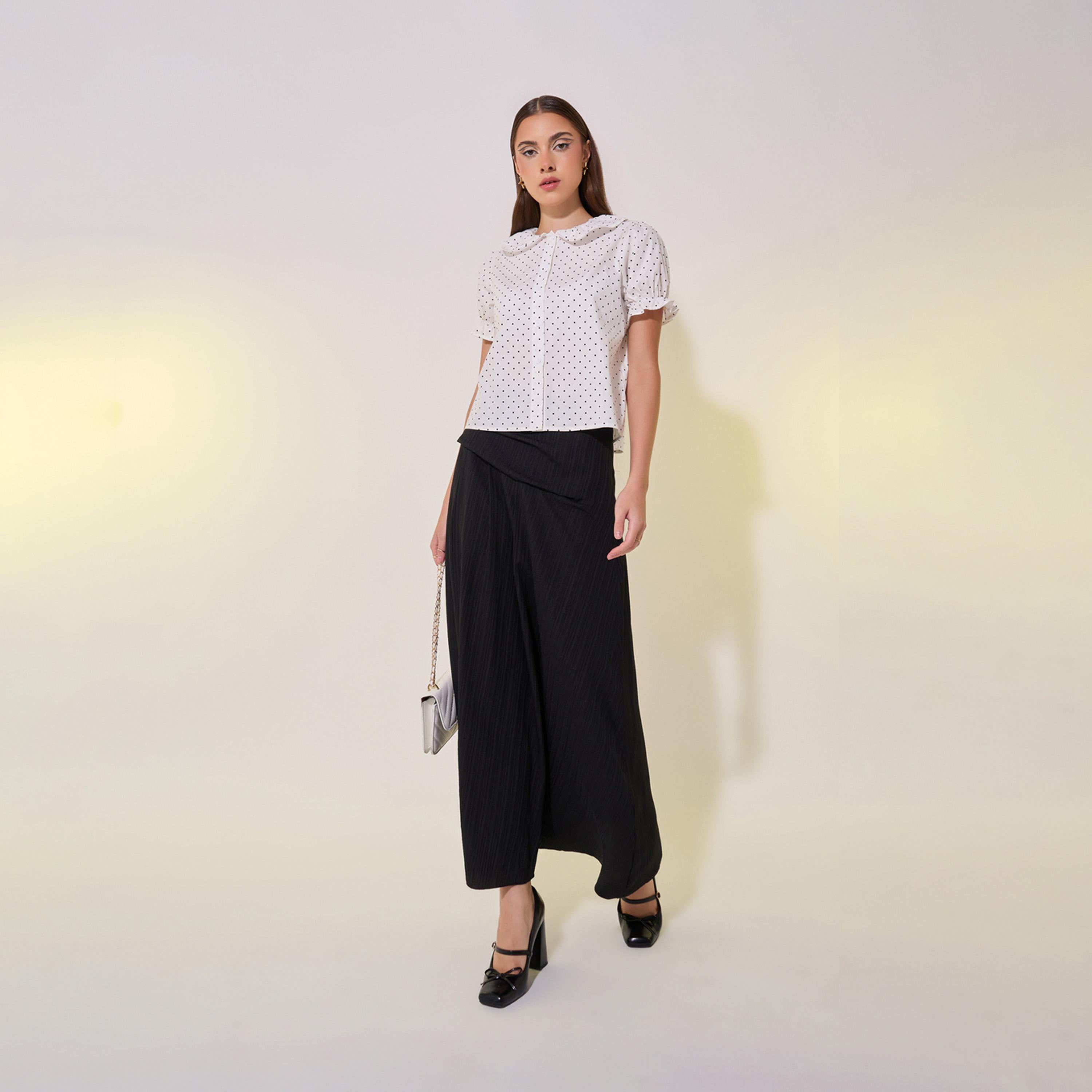 Take Two Polka Dot Peter Pan Neck Short Shirt-women-clothing-shirtsandblouses-shirts-image-3