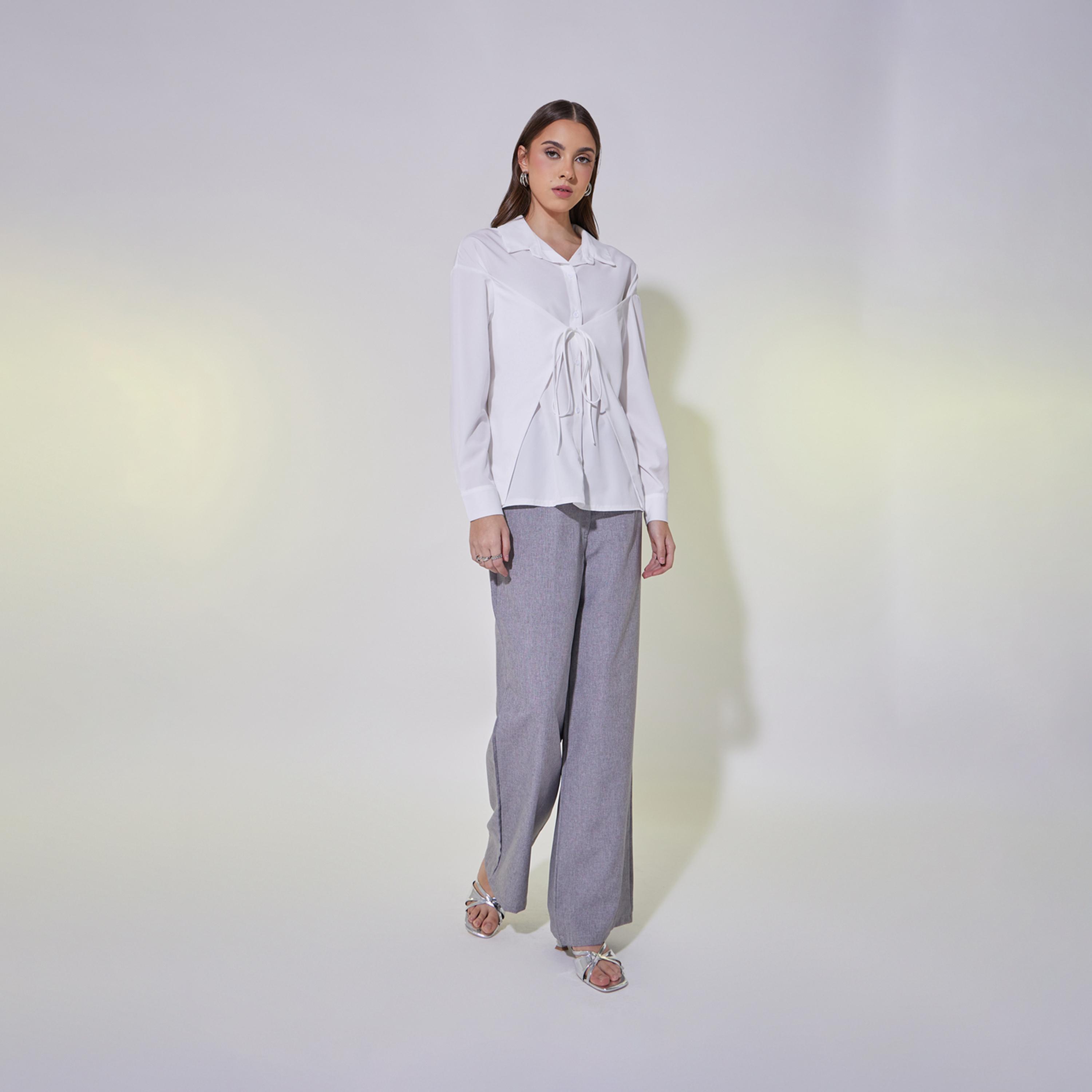 Take Two Solid Long Sleeve Wrap Shirt with Tie-Up Detail-women-clothing-shirtsandblouses-blouses-image-2
