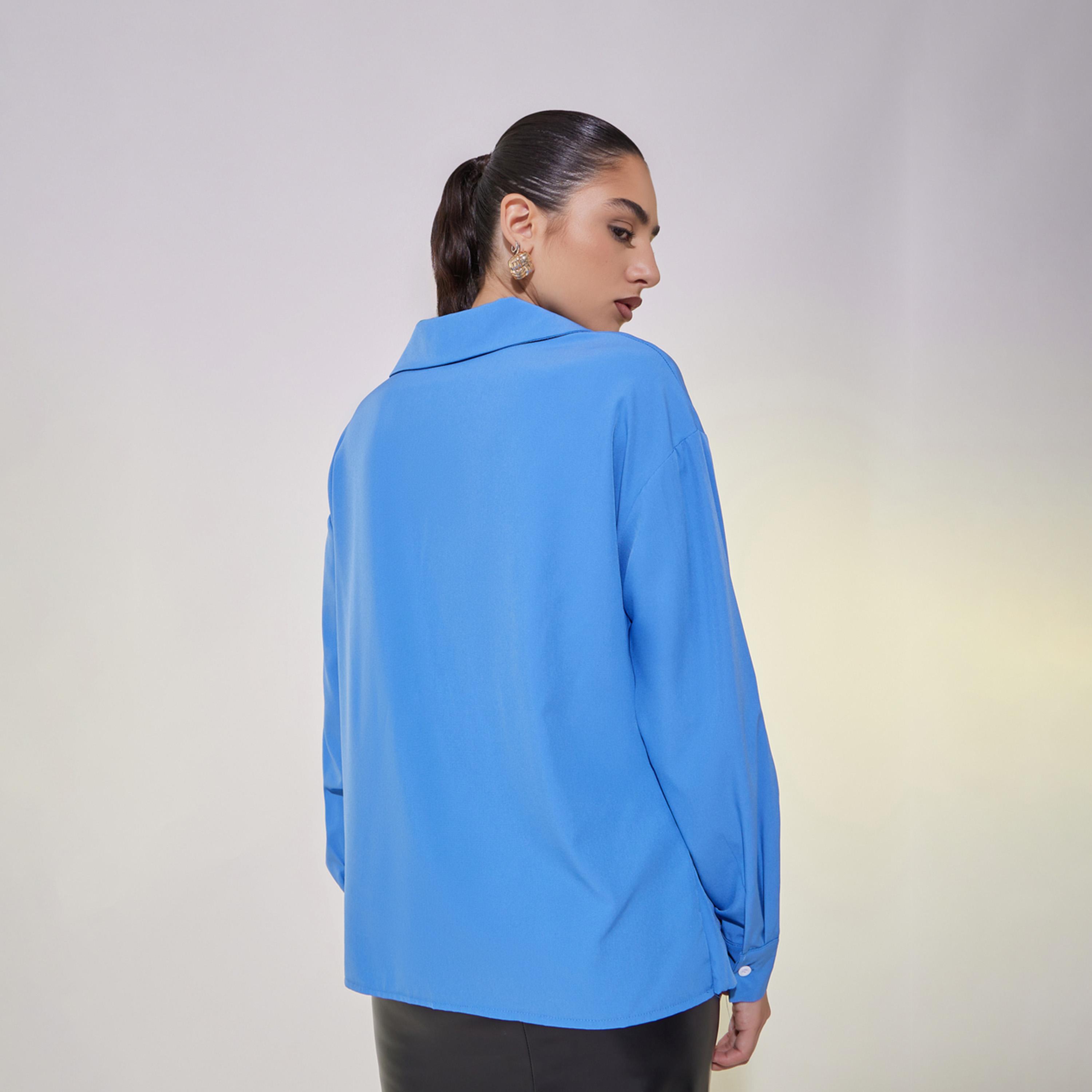 Take Two Solid Tie-Up Detail Relaxed Fit Shirt-women-clothing-shirtsandblouses-shirts-image-4