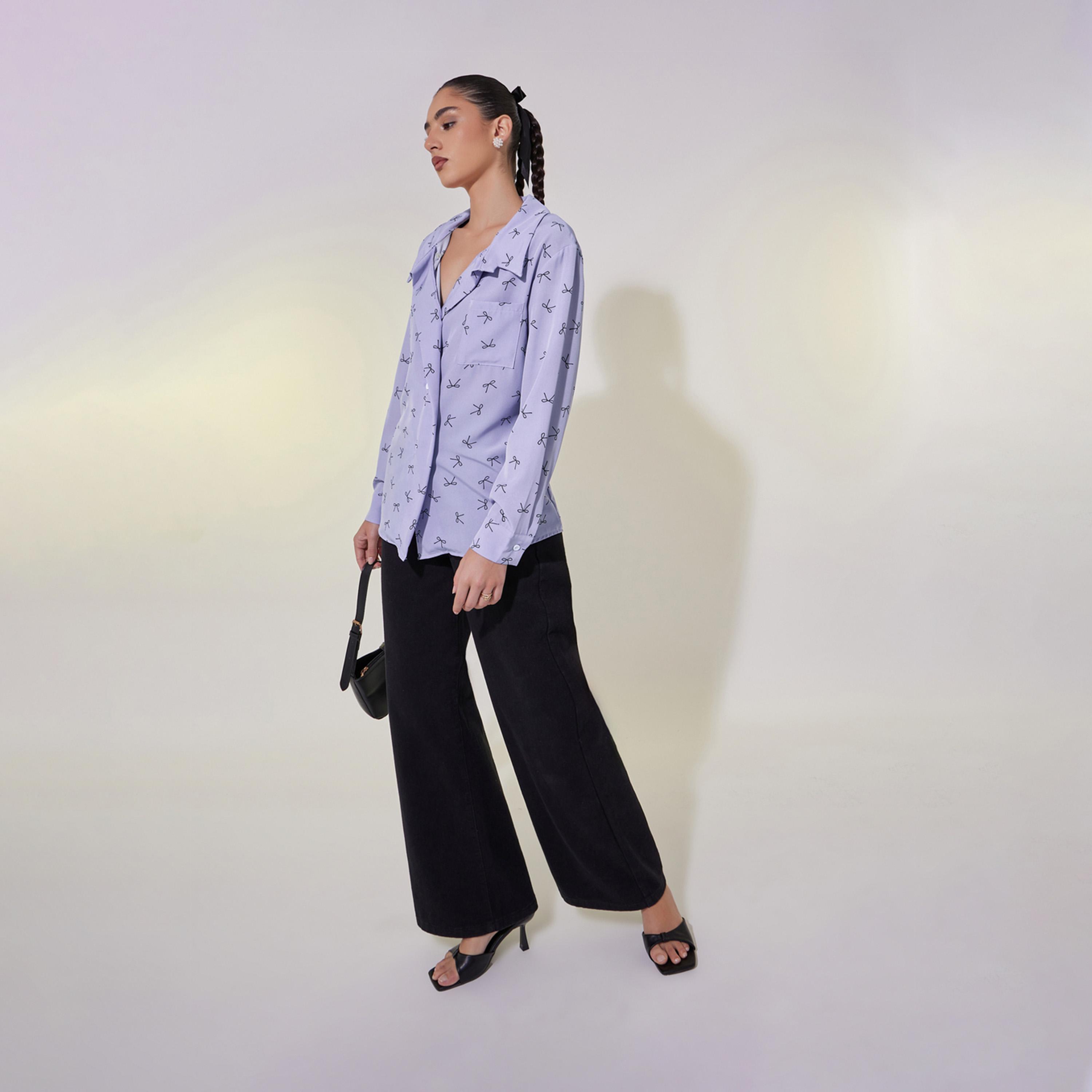 بلوزة طويلة فضفاضة بطبعات فيونكة-women-clothing-shirtsandblouses-shirts-image-1