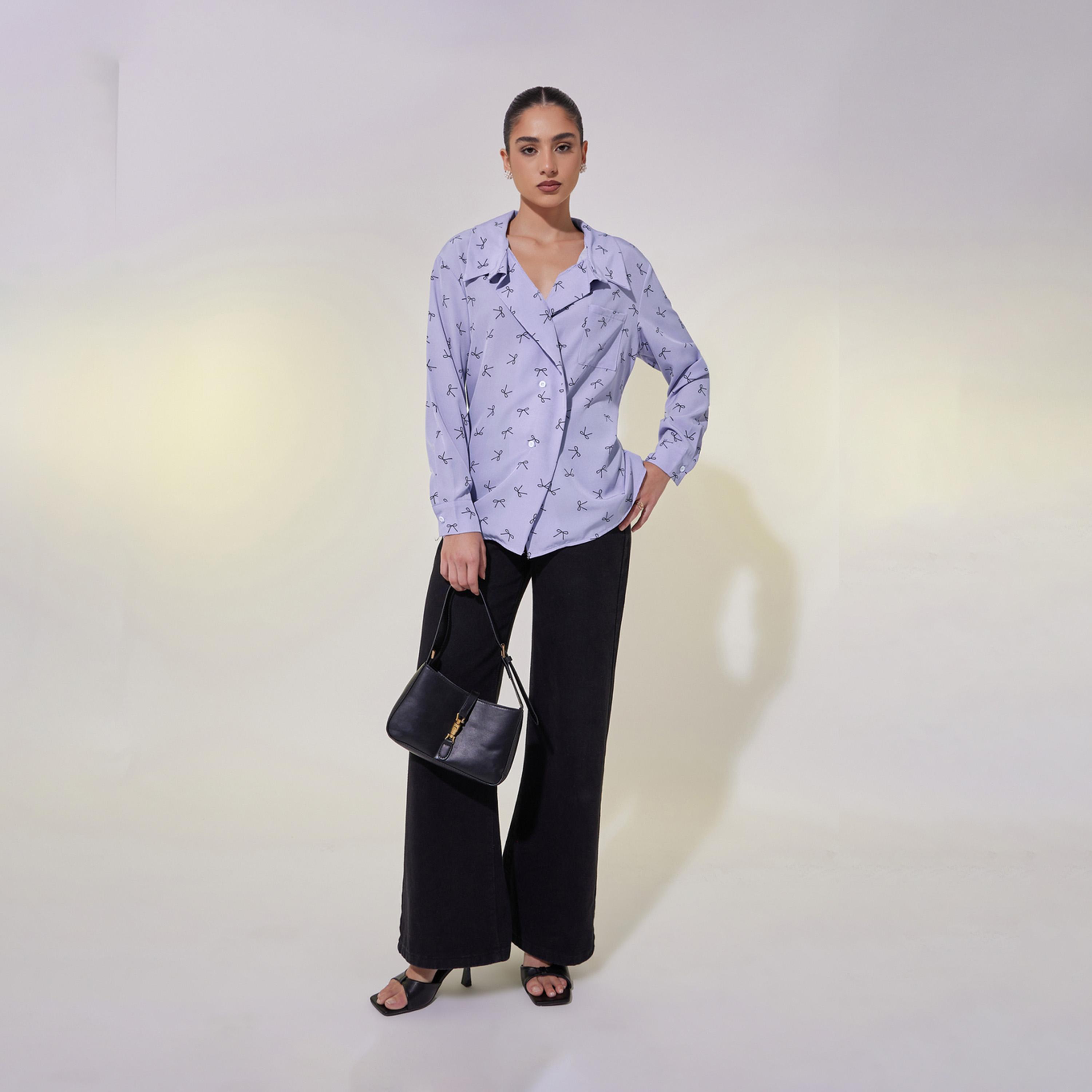 Take Two Bow Print Longline Oversized Shirt-women-clothing-shirtsandblouses-shirts-image-3