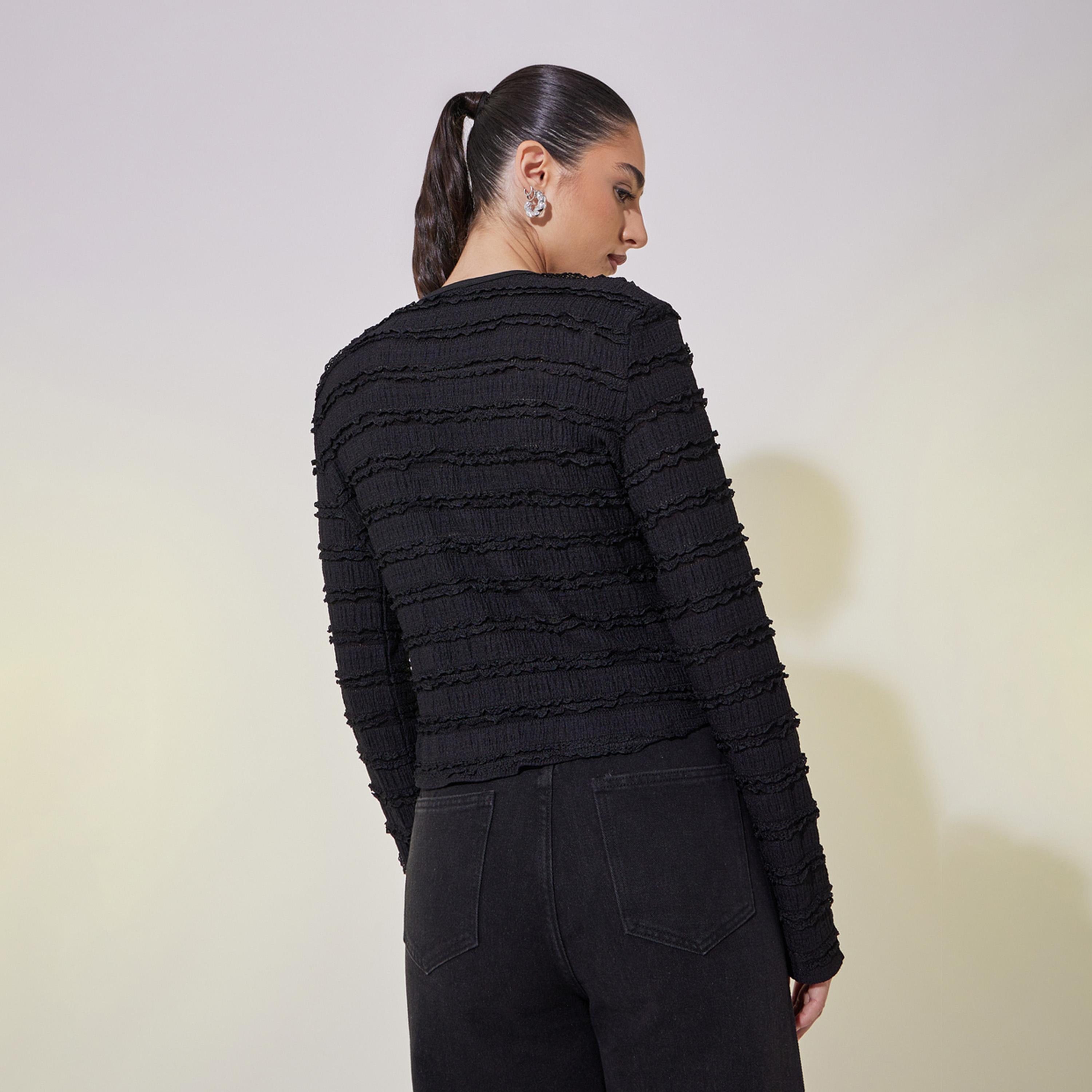 بلوزة قصيرة باكمام طويلة وتفاصيل كشكش-women-clothing-shirtsandblouses-shirts-image-5