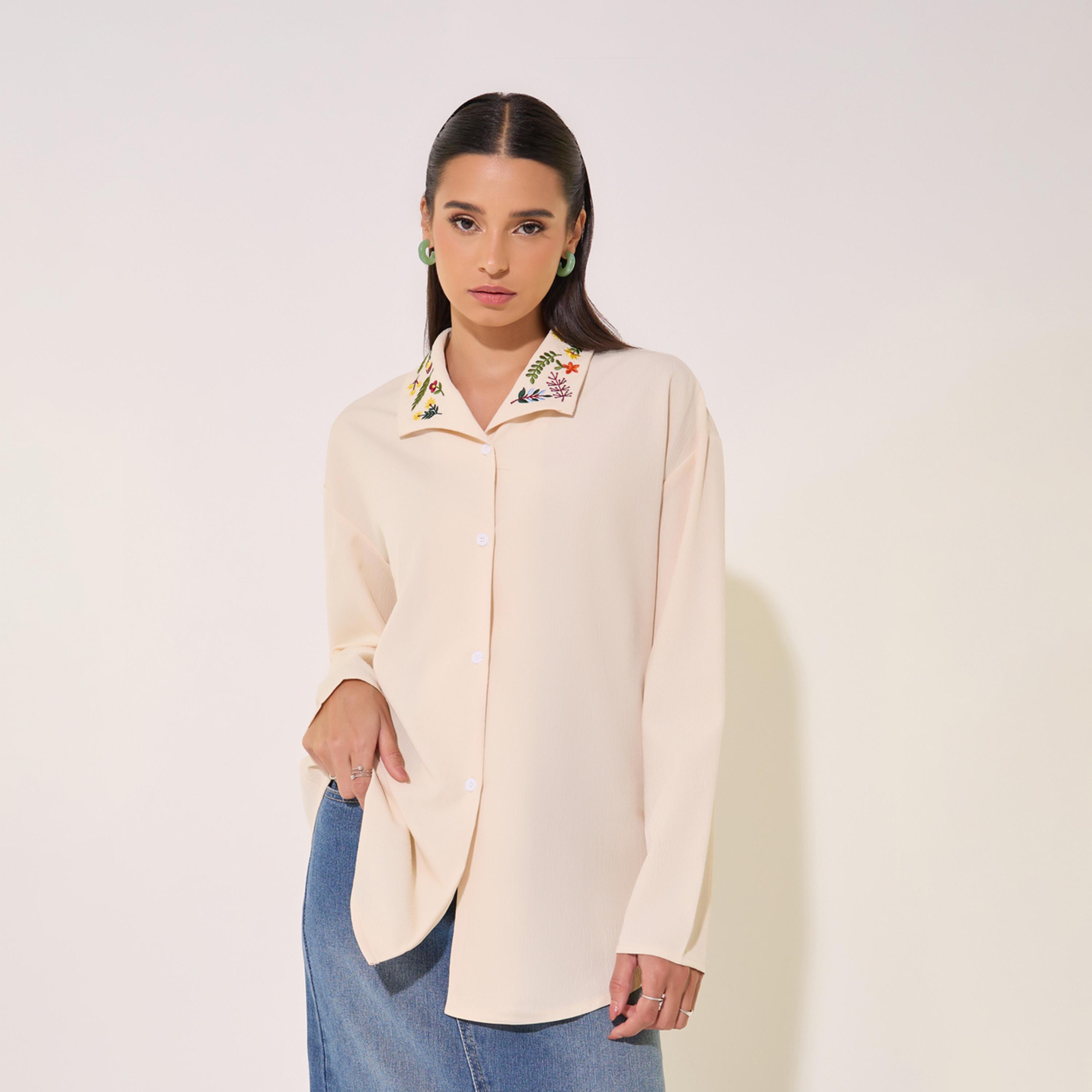 Take Two Embroidered Collared Regular Fit Shirt-women-clothing-shirtsandblouses-shirts-image-1