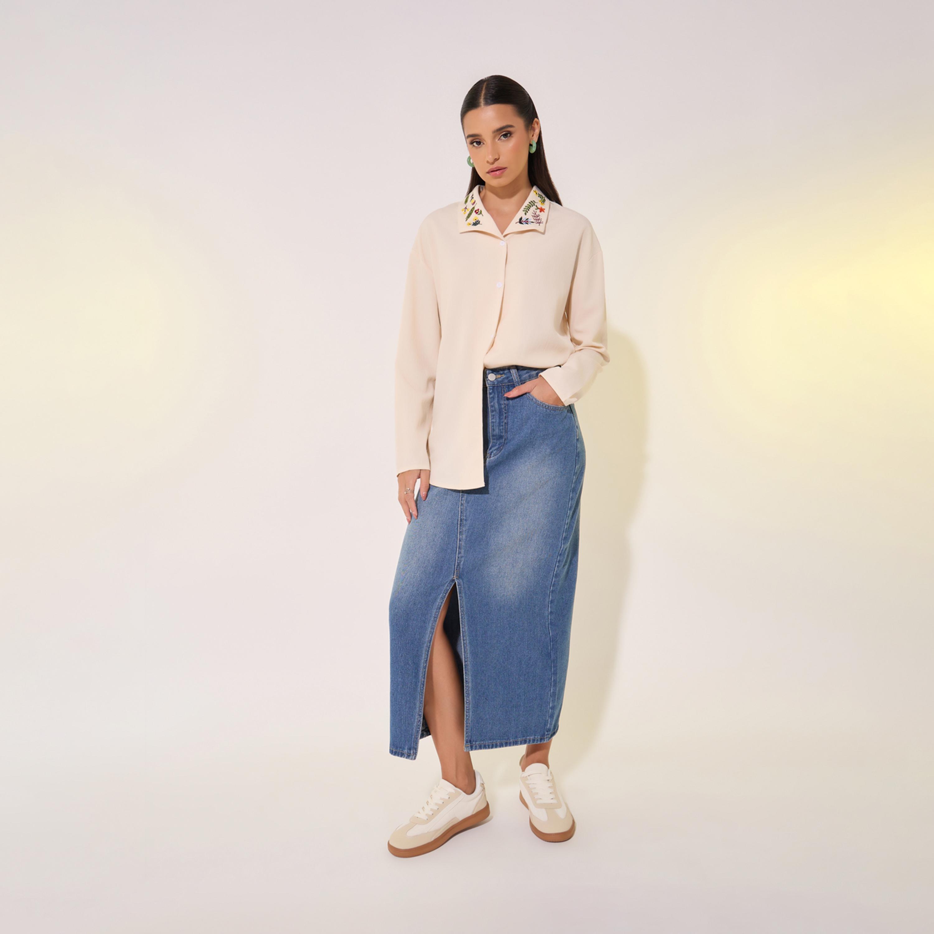 Take Two Embroidered Collared Regular Fit Shirt-women-clothing-shirtsandblouses-shirts-image-2
