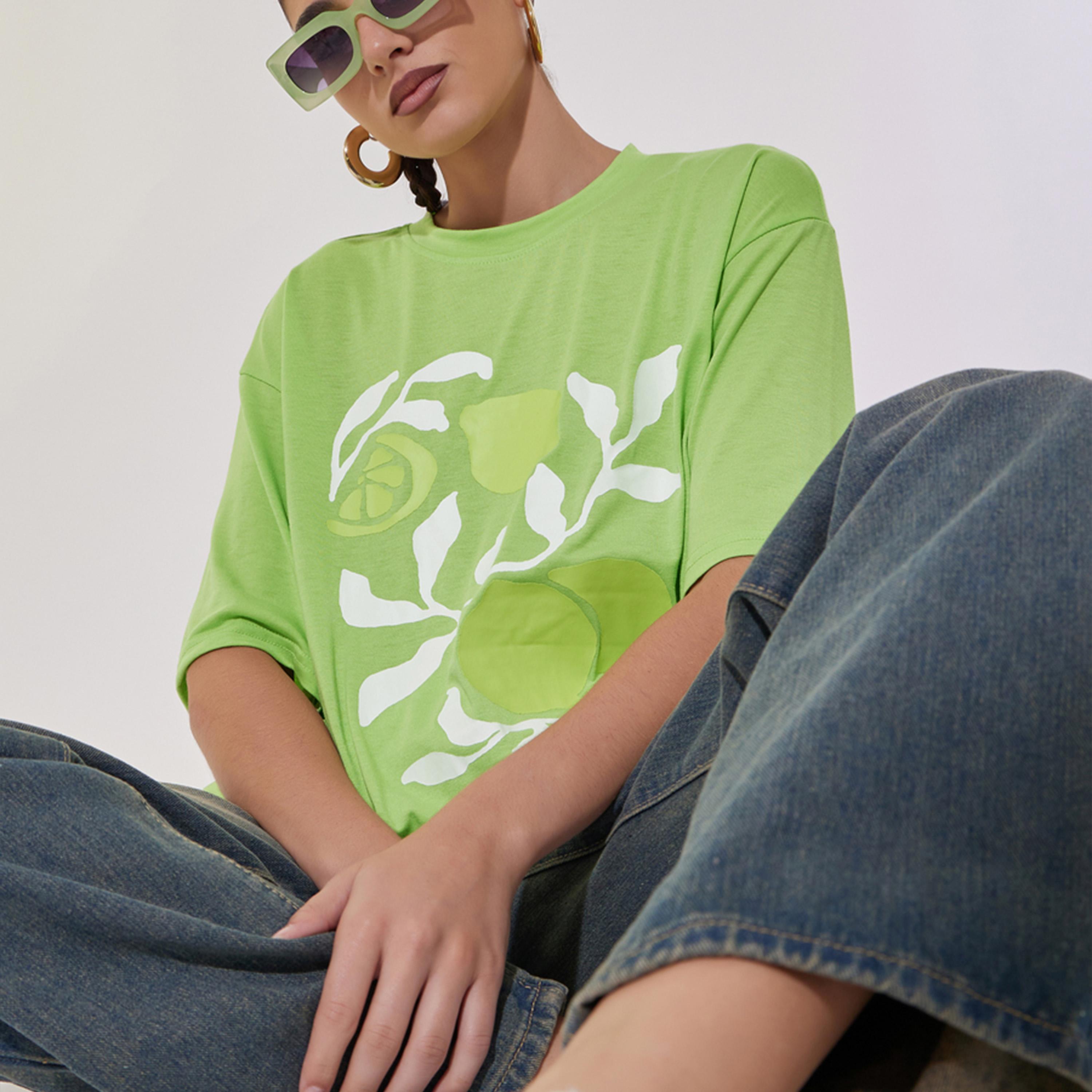 Take Two Graphic Print Oversized T-Shirt with Dropped Shoulder-women-clothing-tshirts-image-1