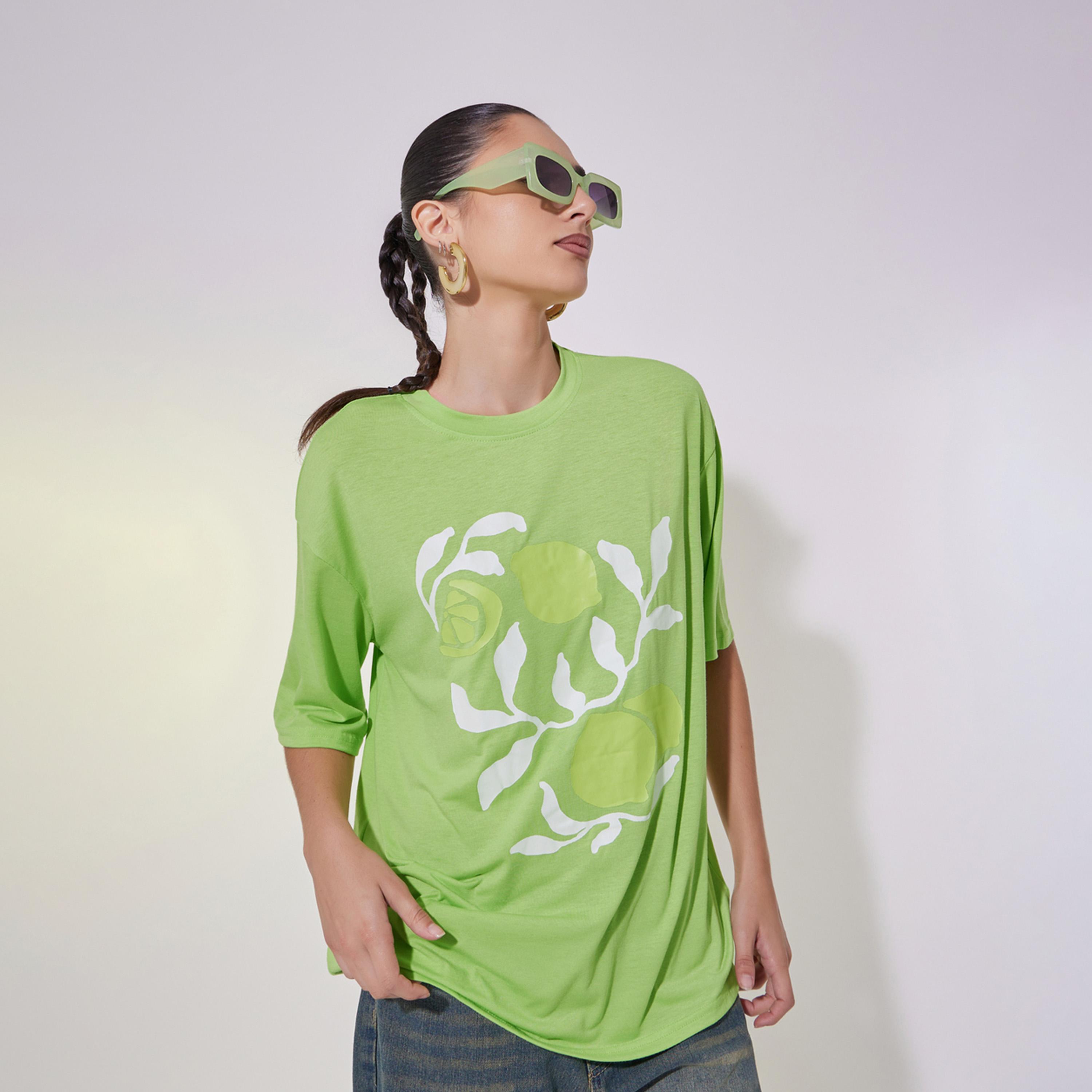 Take Two Graphic Print Oversized T-Shirt with Dropped Shoulder-women-clothing-tshirts-image-2