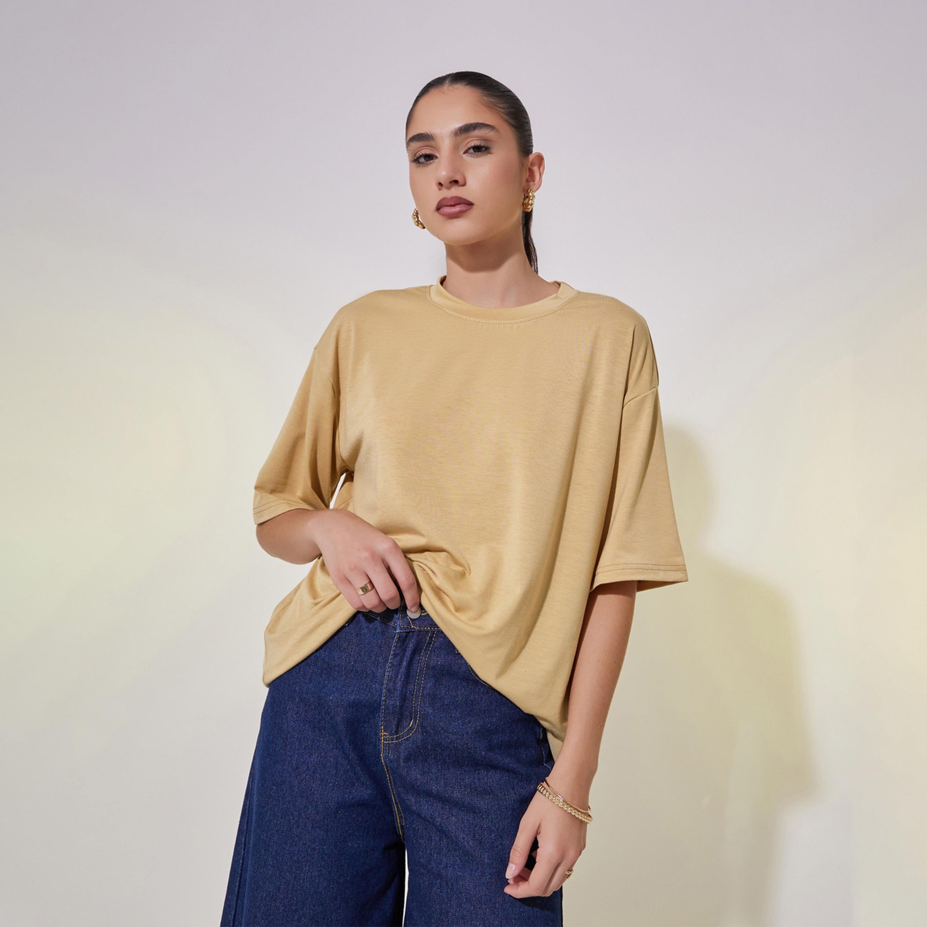 Take Two Shell Graphic Print Oversized T-Shirt with Dropped Shoulder-women-clothing-tshirts-image-2