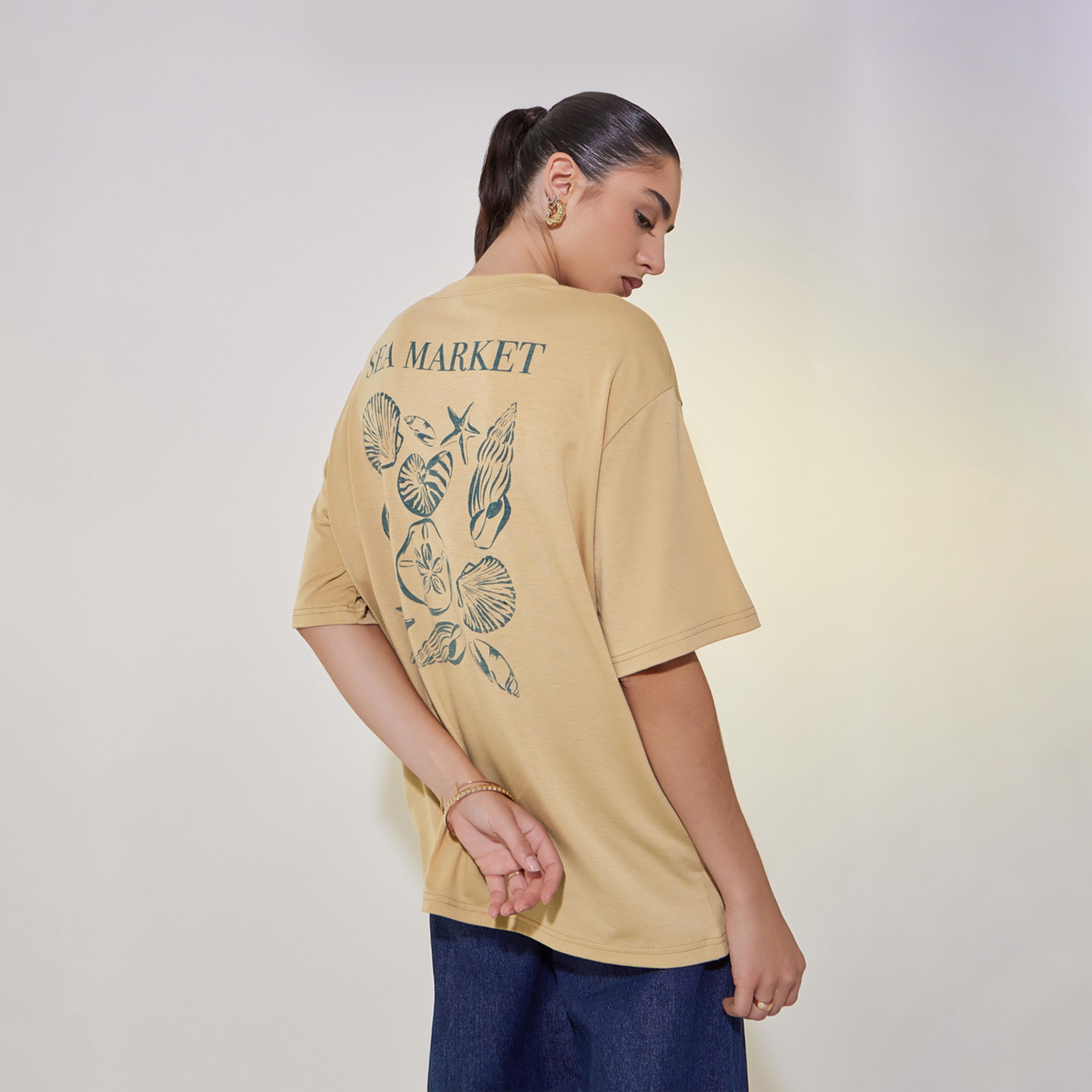 Take Two Shell Graphic Print Oversized T-Shirt with Dropped Shoulder-women-clothing-tshirts-image-5