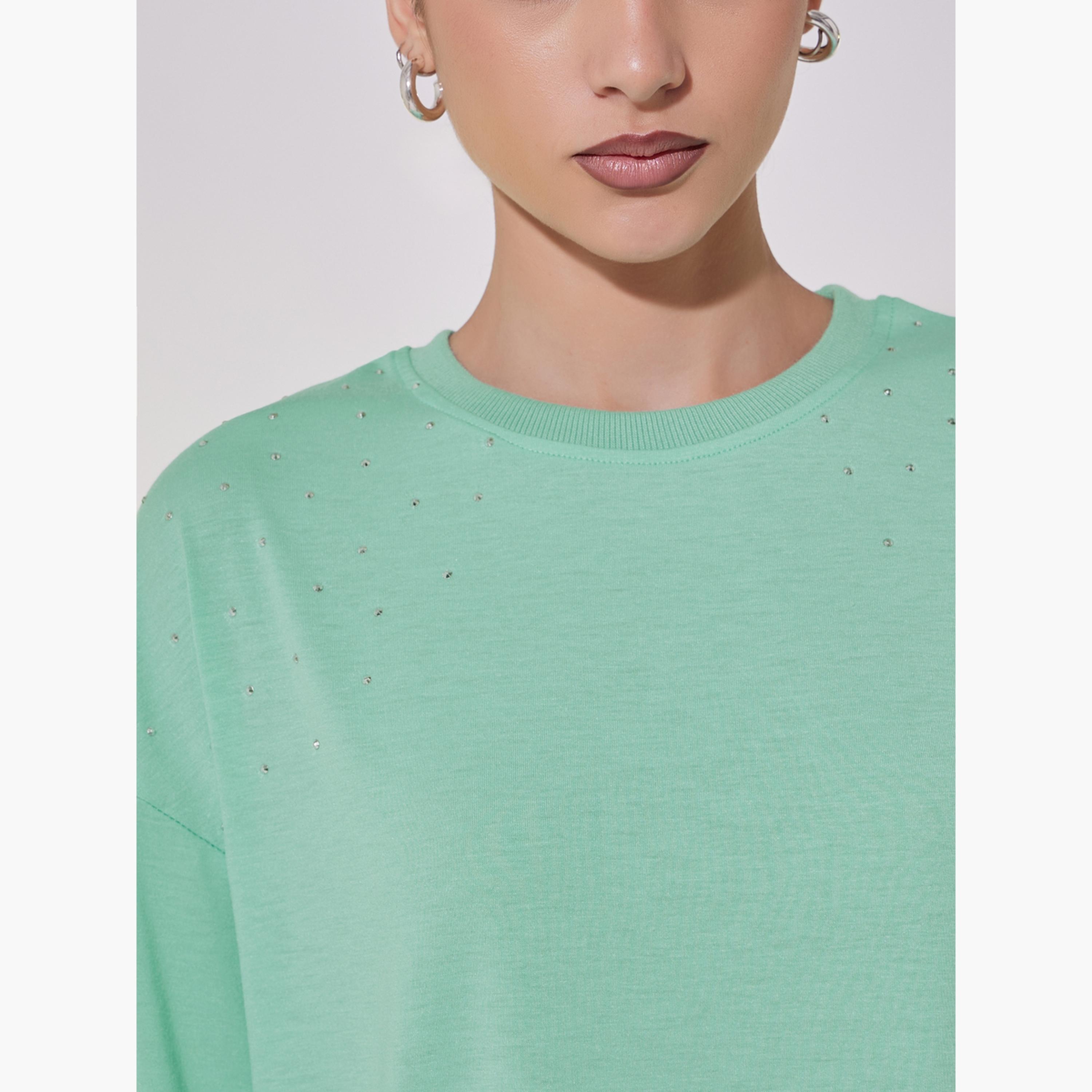 Take Two Studded Detail Relaxed Fit T-Shirt with Dropped Shoulder-women-clothing-tshirts-image-4
