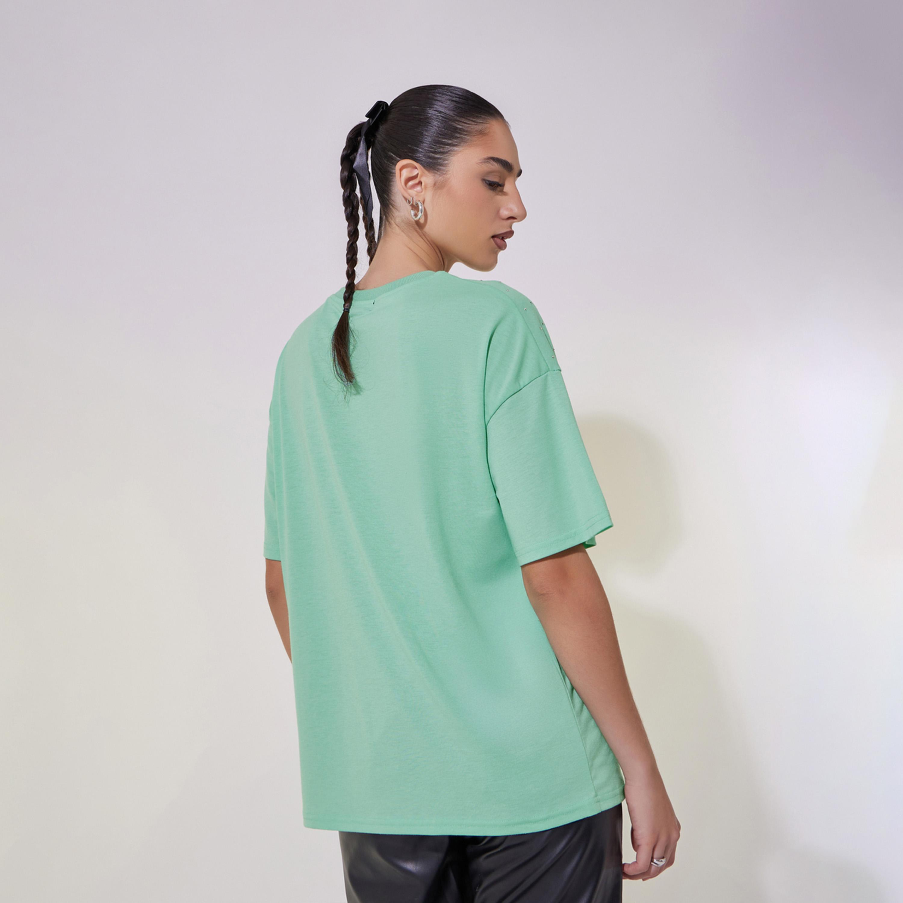 Take Two Studded Detail Relaxed Fit T-Shirt with Dropped Shoulder-women-clothing-tshirts-image-5