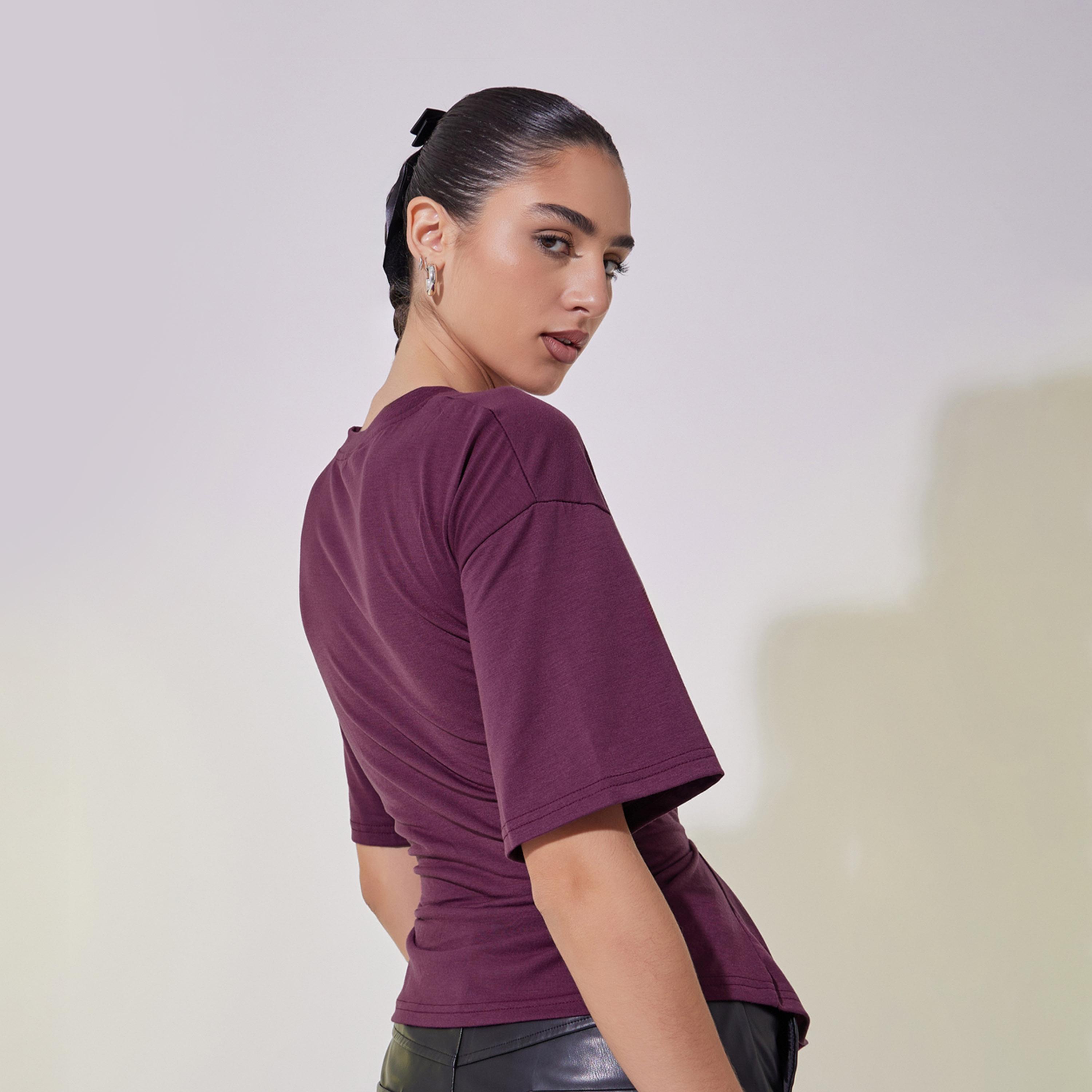 Take Two Solid Tie-Up Detail Regular Fit T-Shirt-women-clothing-tshirts-image-6